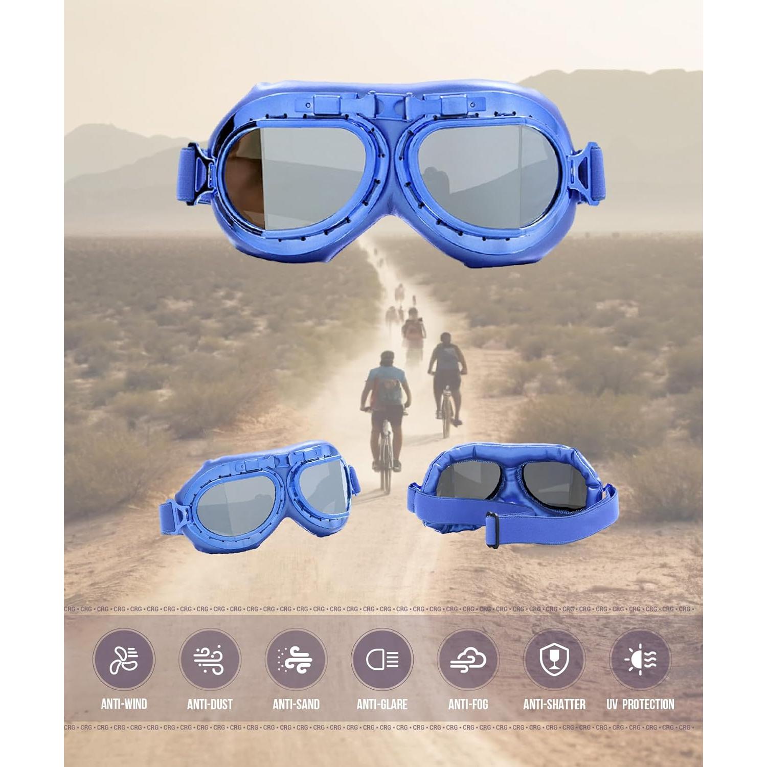 Gafas de Motocicleta CRG Sports T08 Retro Unisex Azul Plateado