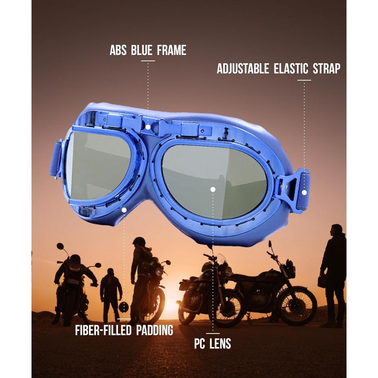 Gafas de Motocicleta CRG Sports T08 Retro Unisex Azul Plateado