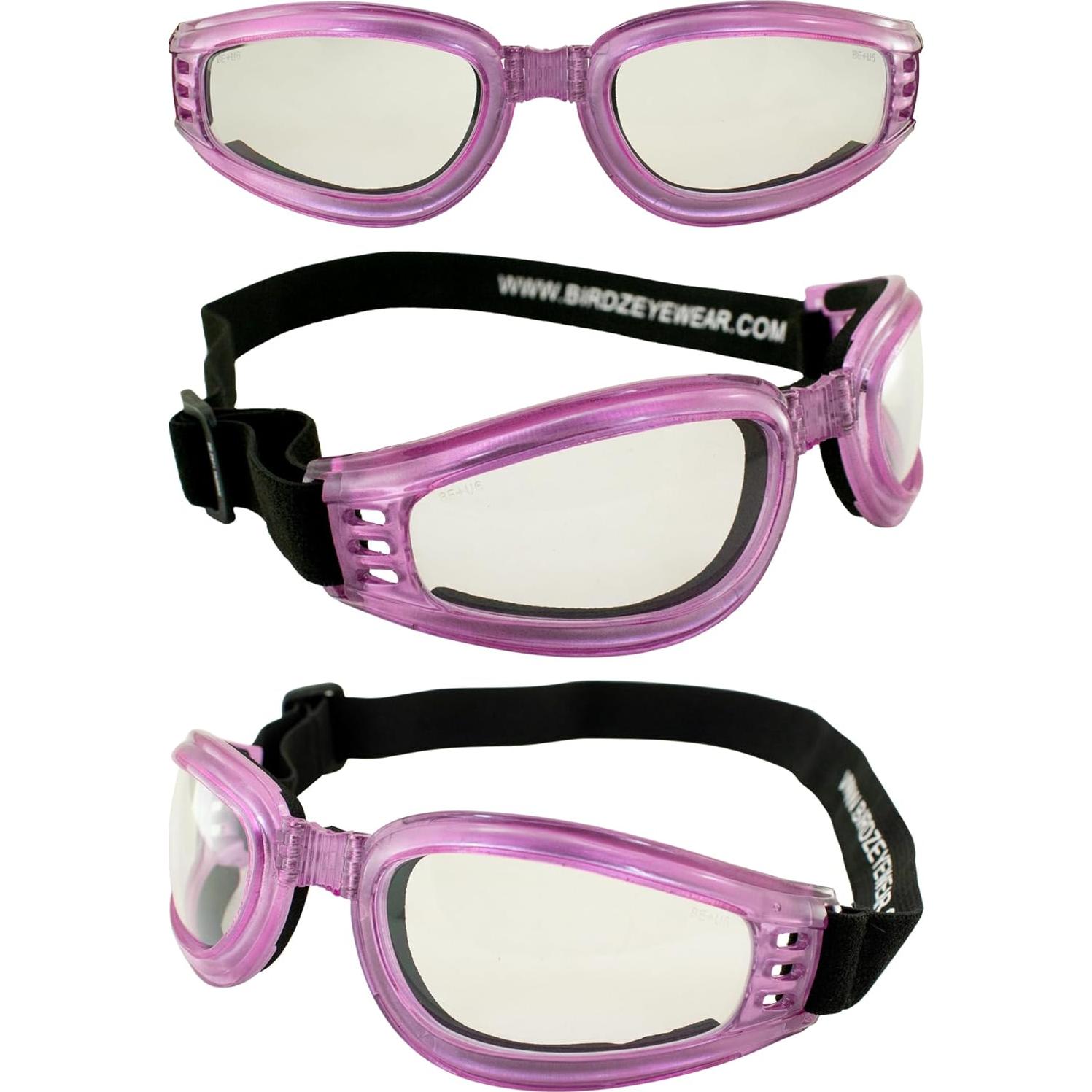 Gafas de Moto Birdz Eyewear Cardinal Plegables Rosa Translucido