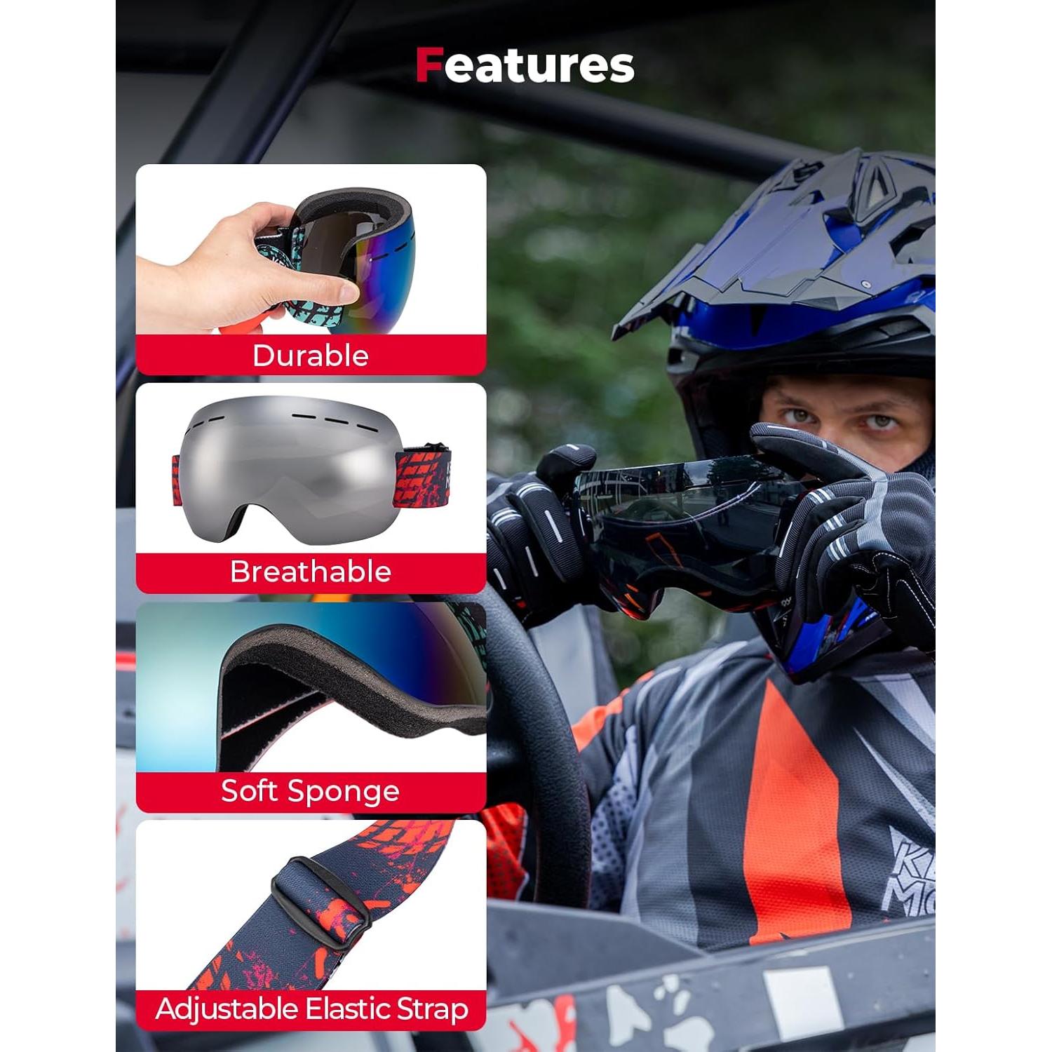 Gafas de Moto KEMIMOTO Amarillas Sin Marco 125g Protección UV