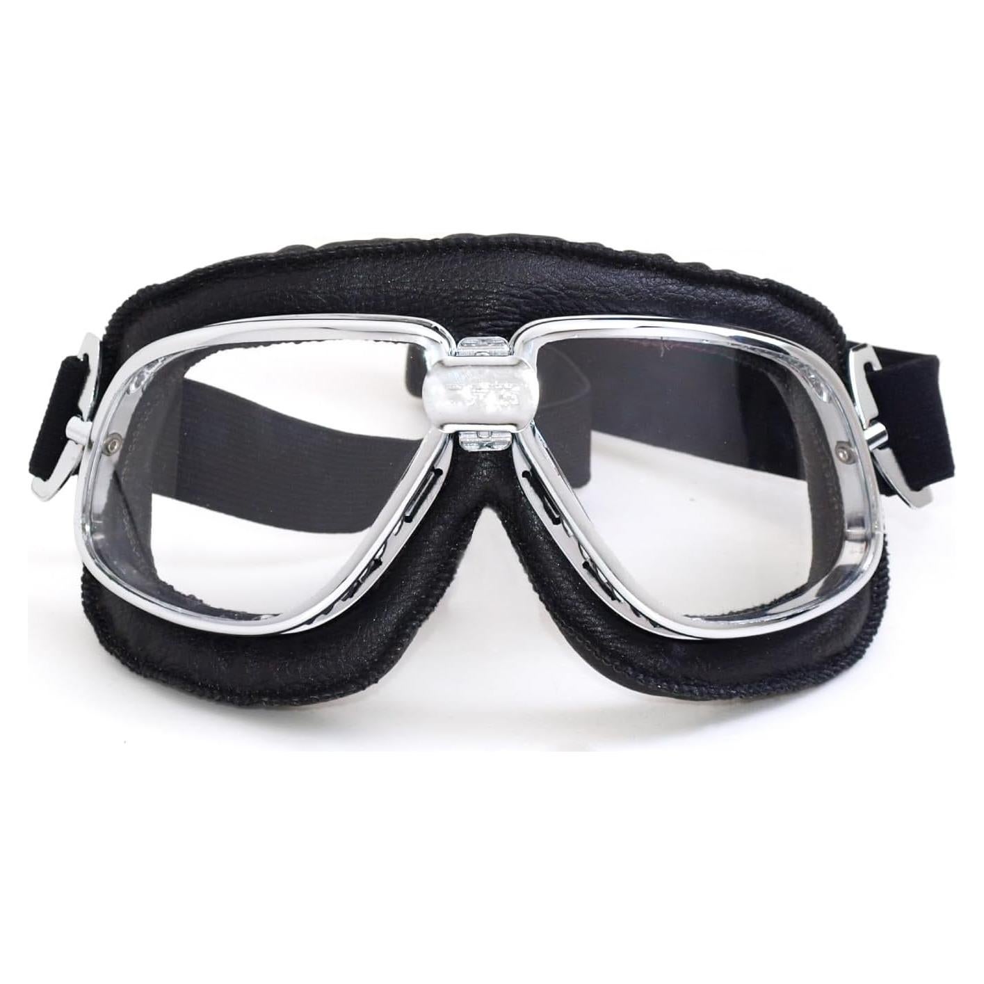 Gafas de Motocicleta CRG Sports con Lente Transparente y Marco Plateado