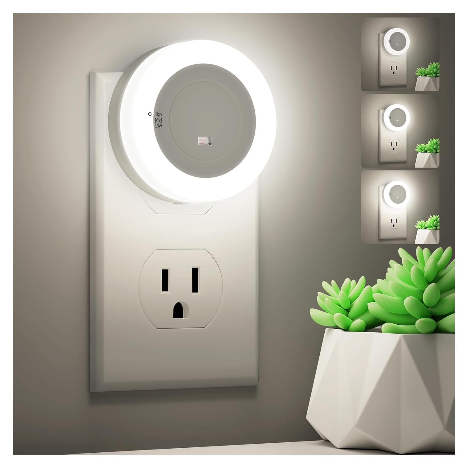 Luz Nocturna LED Regulable con Sensor Crepúsculo 2 Unidades