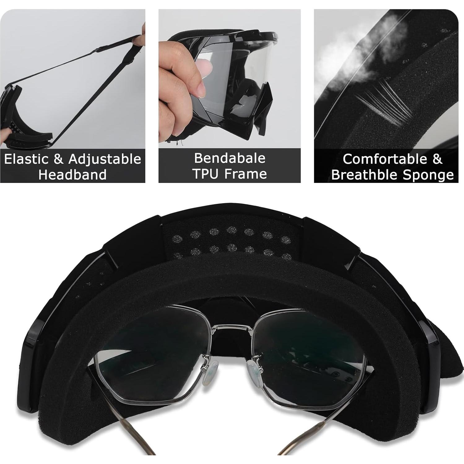 Gafas de Motocross UV Protección TPU Rosa Lente Clara