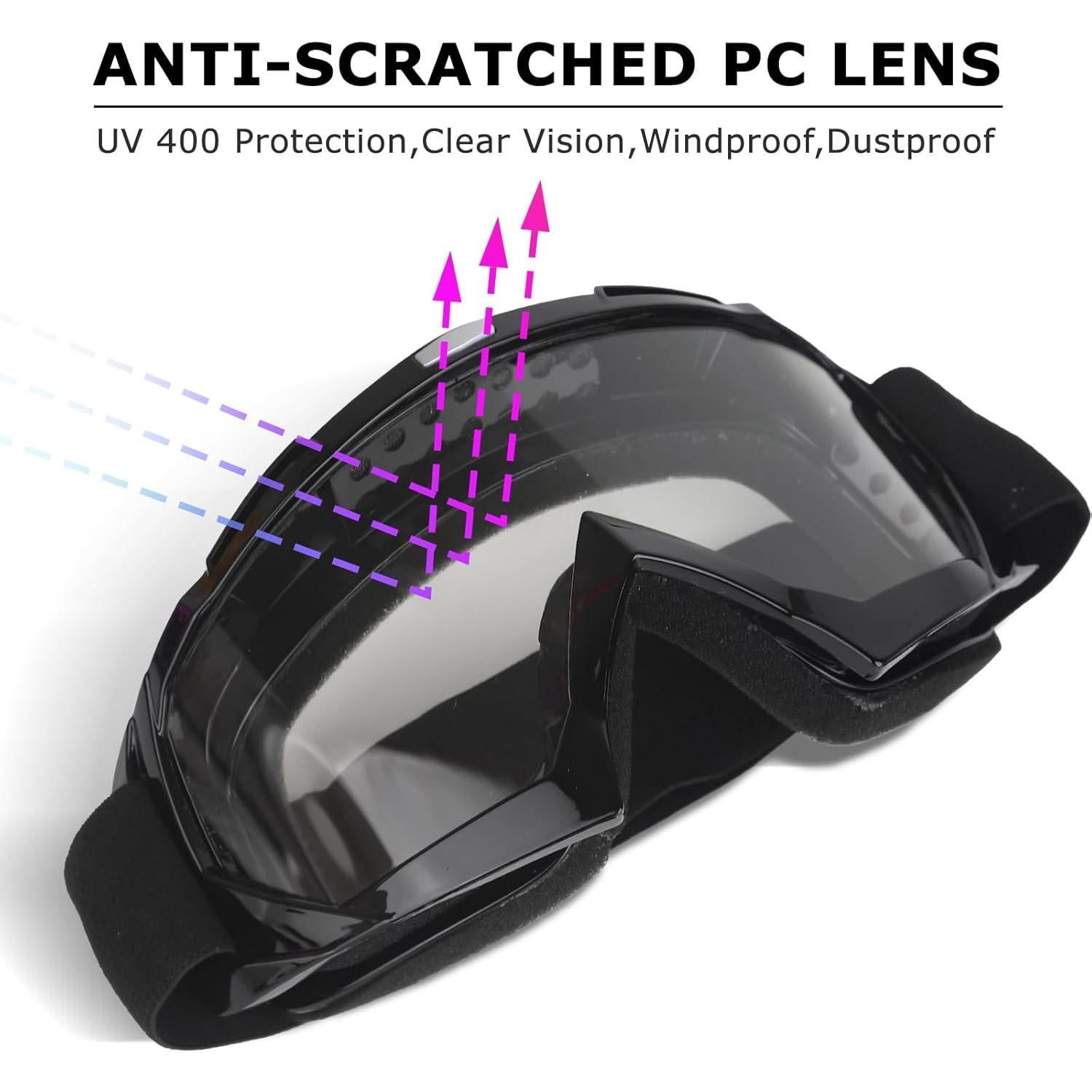 Gafas de Motocross UV Protección TPU Rosa Lente Clara