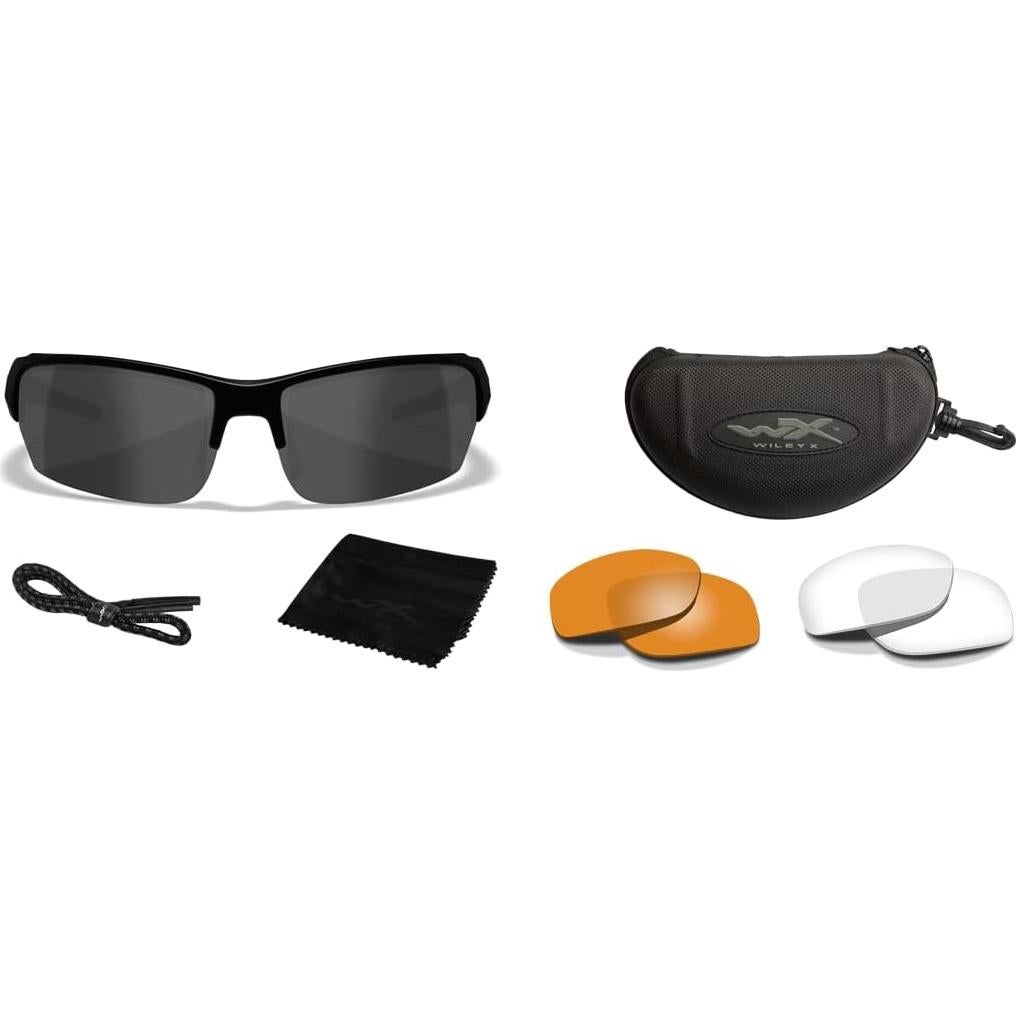 Gafas Tácticas Wiley X WX Valor, Irrompibles UV, Montura Negra