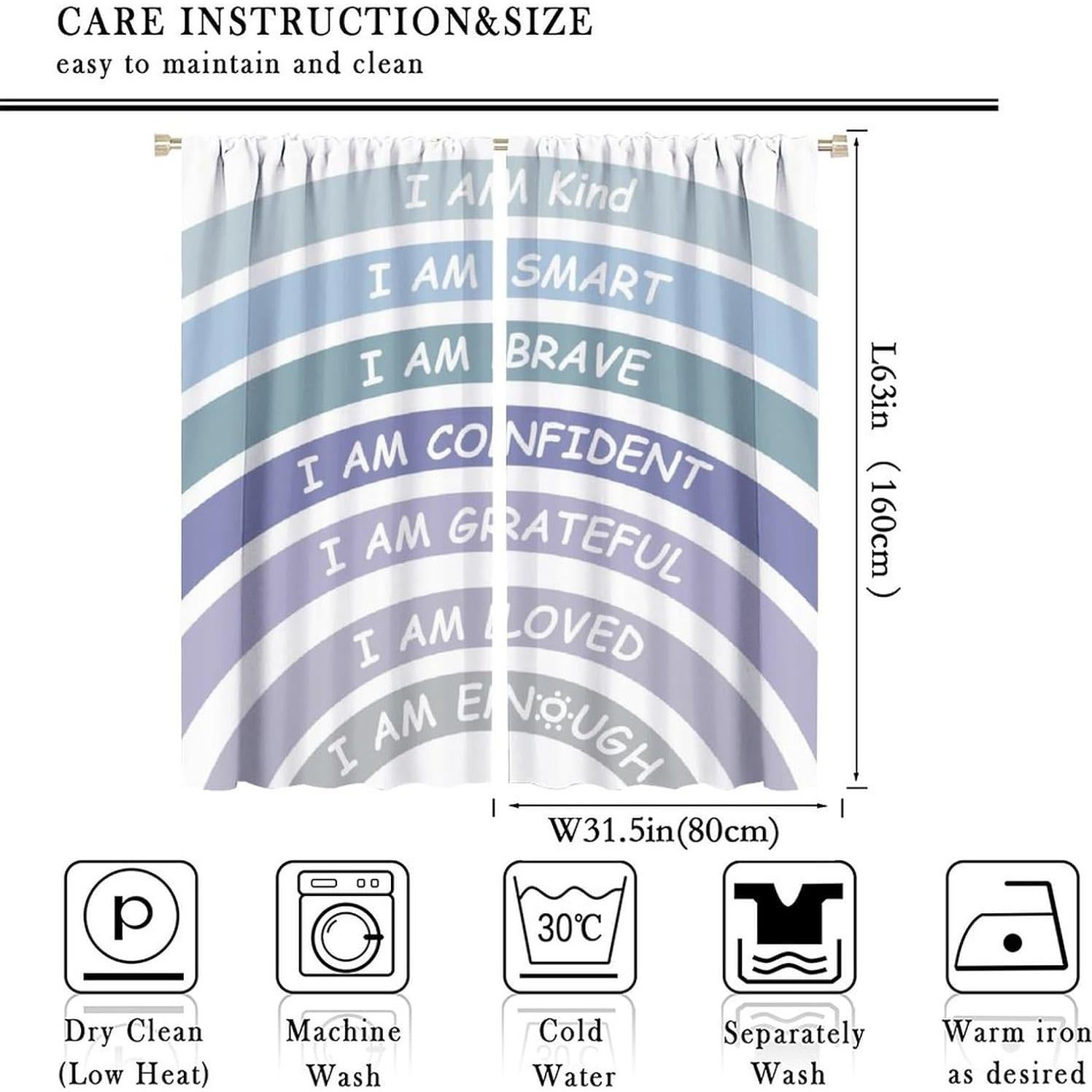 Cortinas Blackout YungHo Arcoíris Boho 53x114 cm - 2 Paneles