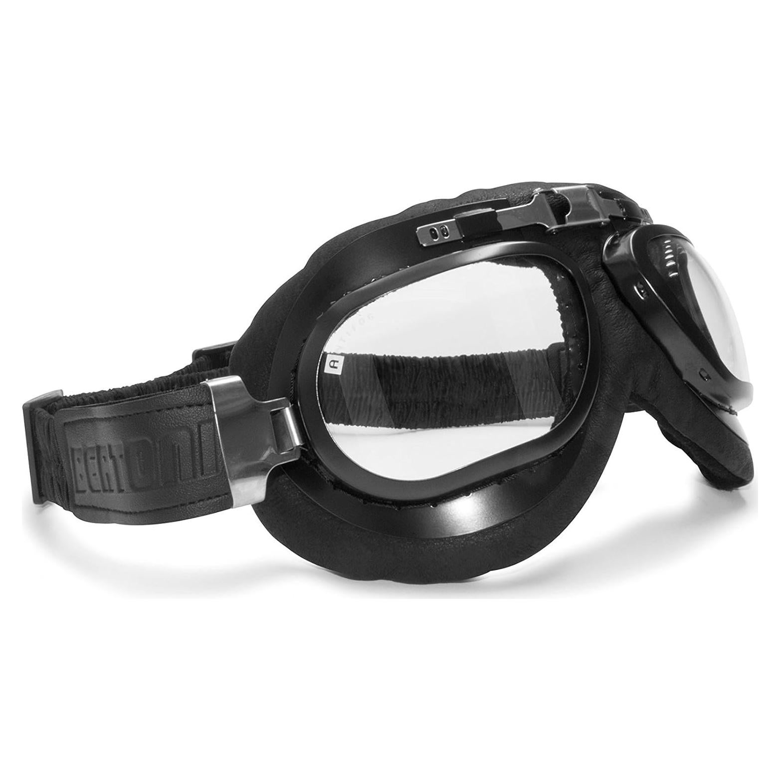 Gafas de Moto Bertoni AF191L Cuero Negro Antifog UV