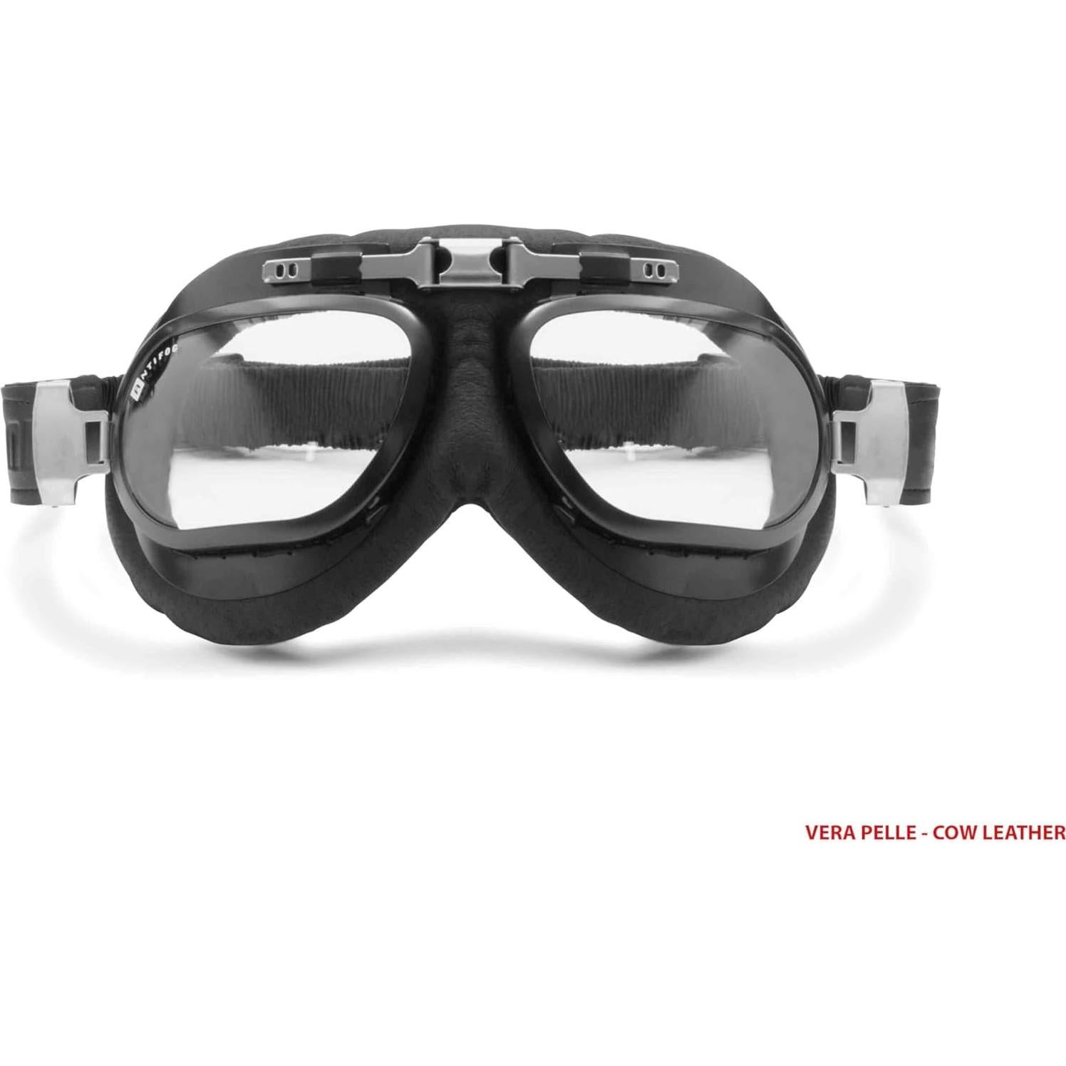 Gafas de Moto Bertoni AF191L Cuero Negro Antifog UV