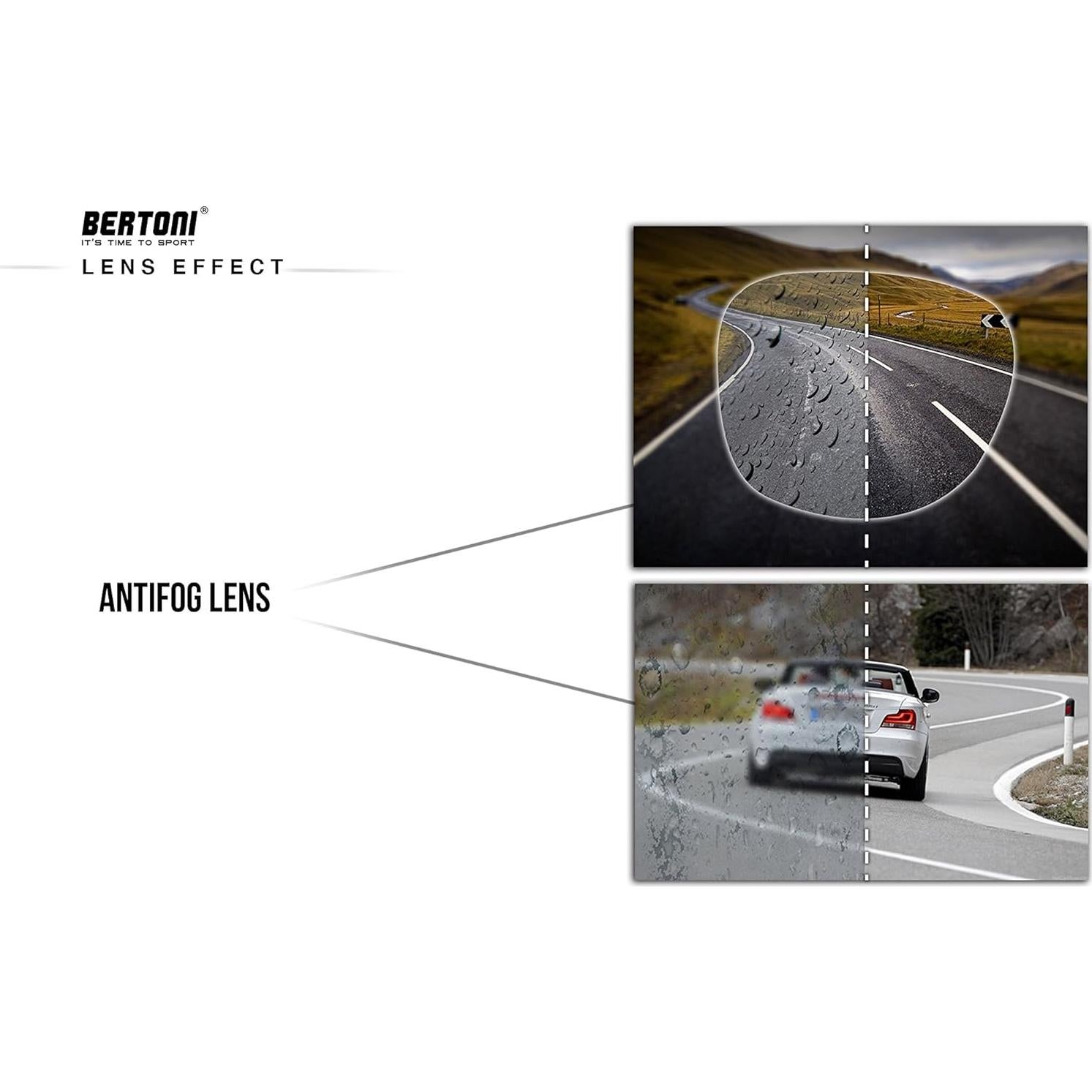 Gafas de Moto Bertoni AF191L Cuero Negro Antifog UV