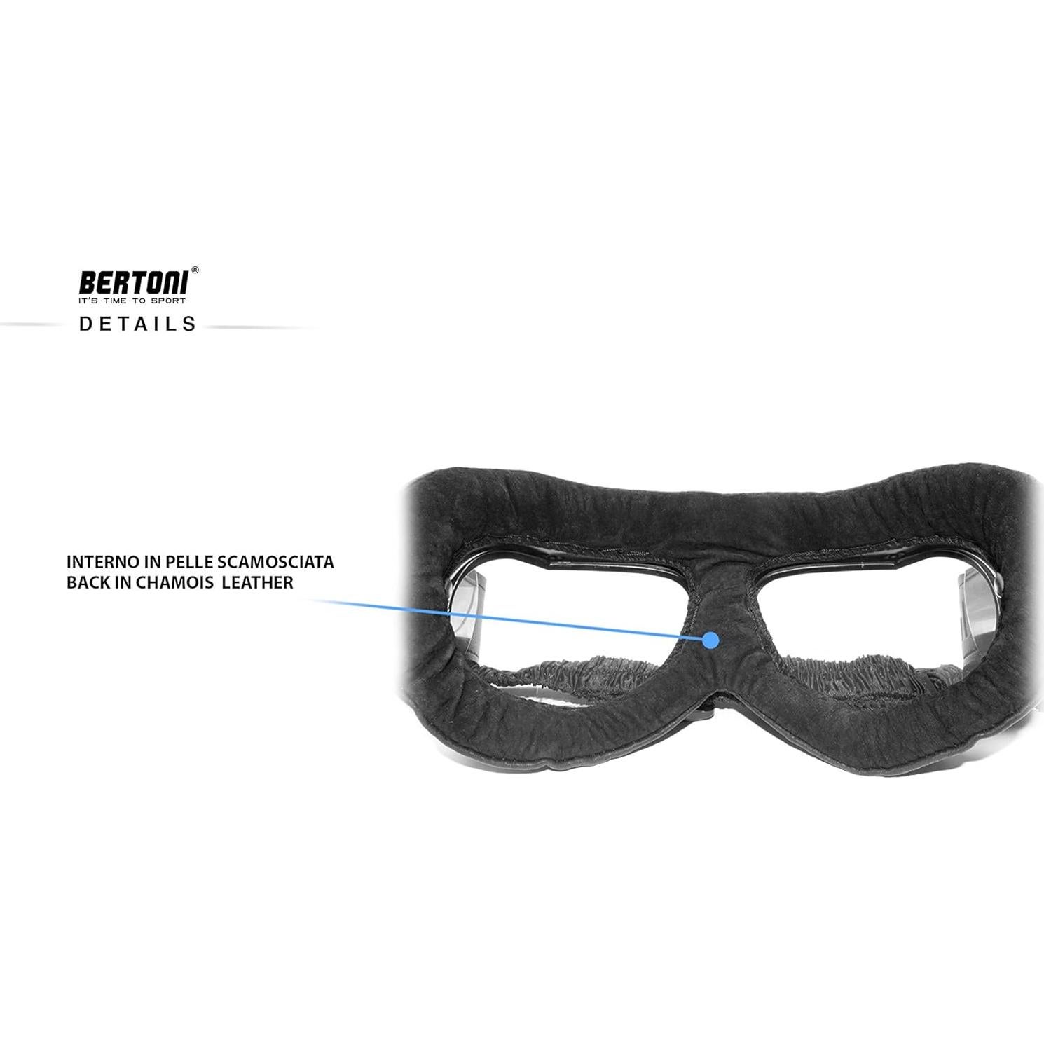 Gafas de Moto Bertoni AF191L Cuero Negro Antifog UV
