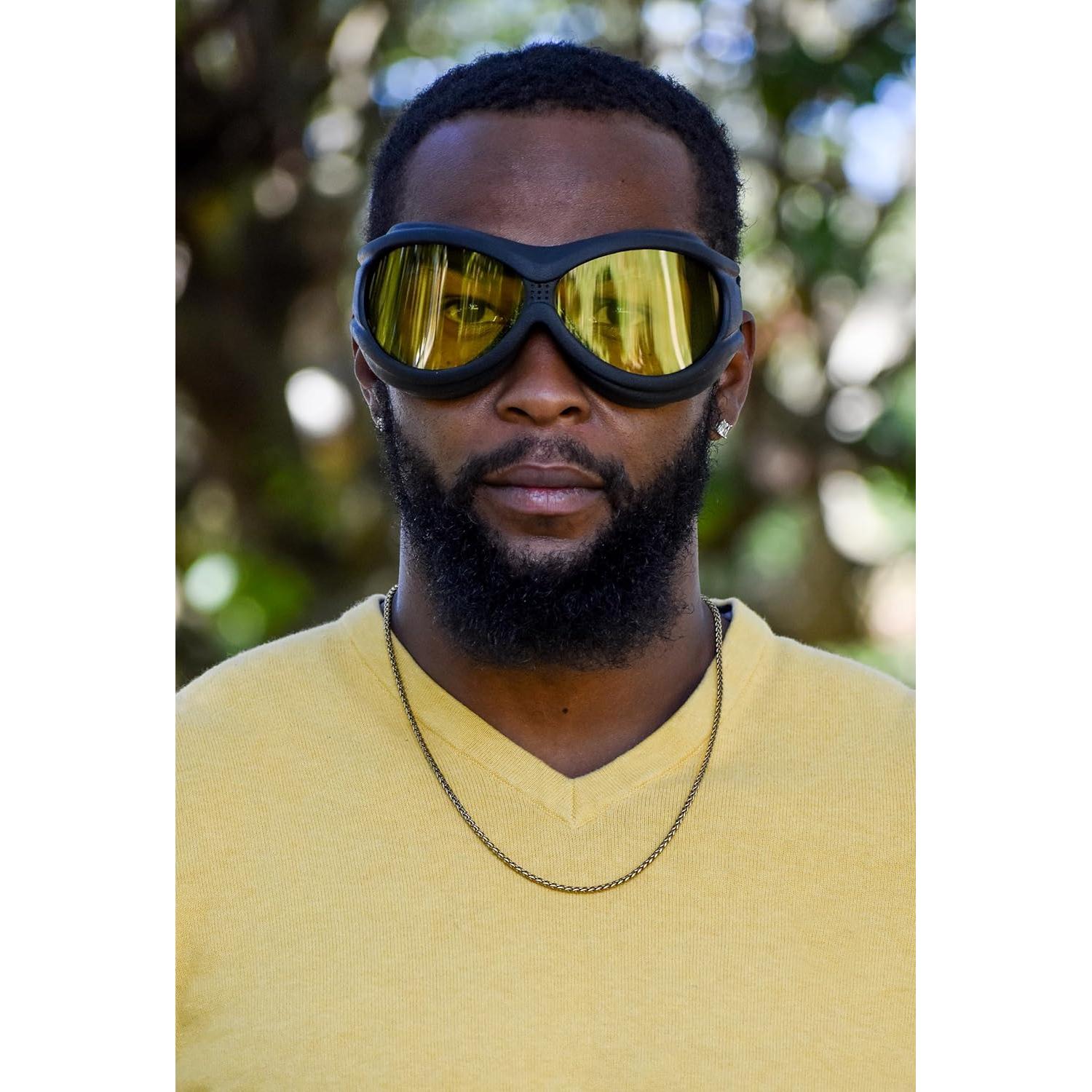 Gafas de Moto Global Vision Big Ben Marco Negro Lente Amarillo