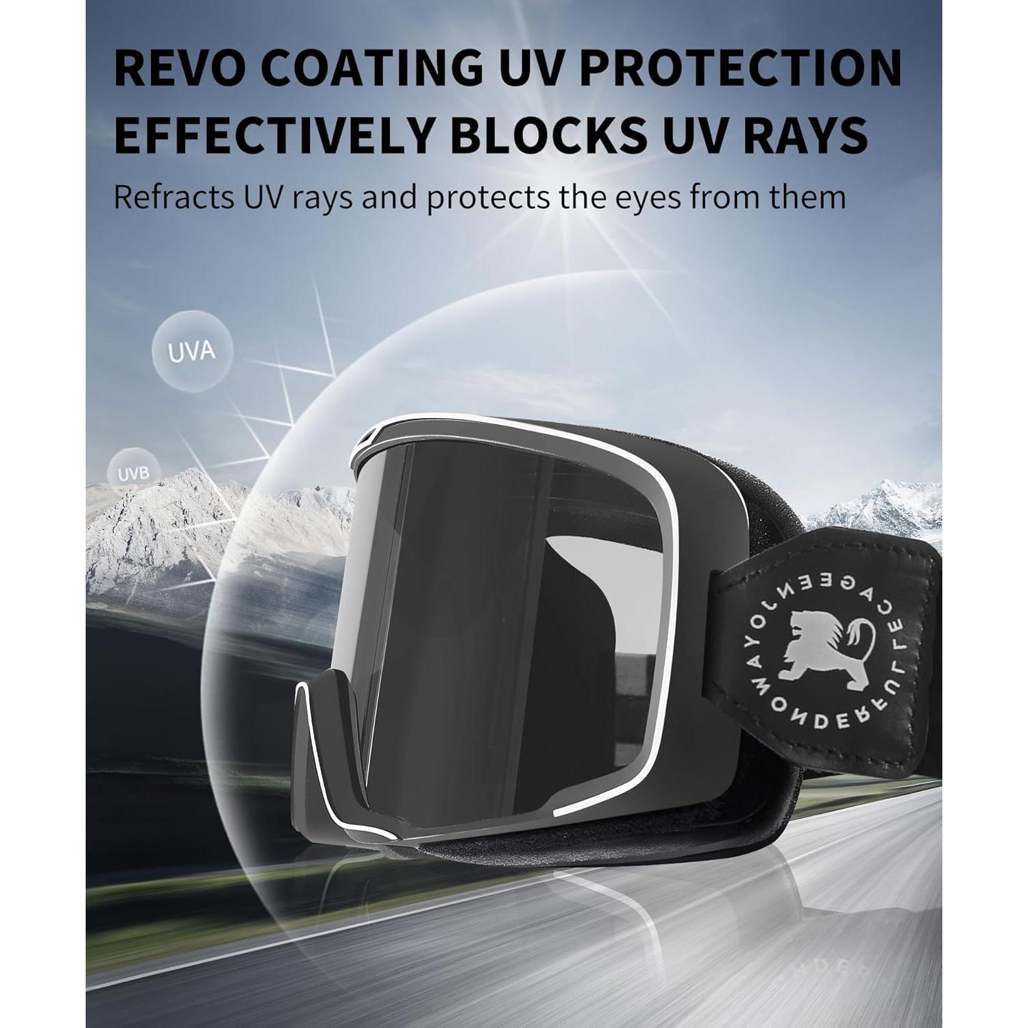 Photochromic Motorcycle Goggles Impact Resistance for Men Women UV400 Motorcycle Riding Glasses Anti-fog Cycling