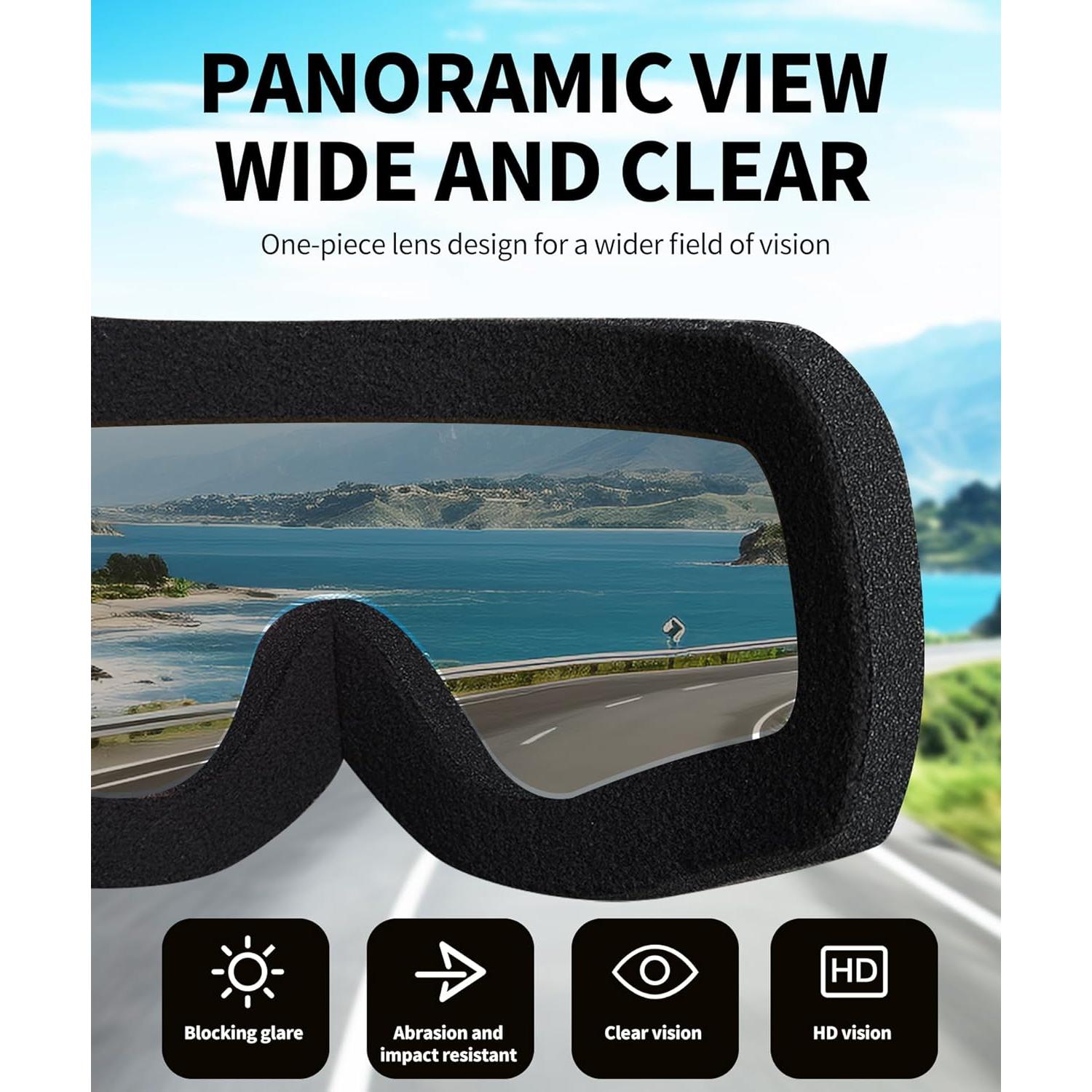 Photochromic Motorcycle Goggles Impact Resistance for Men Women UV400 Motorcycle Riding Glasses Anti-fog Cycling