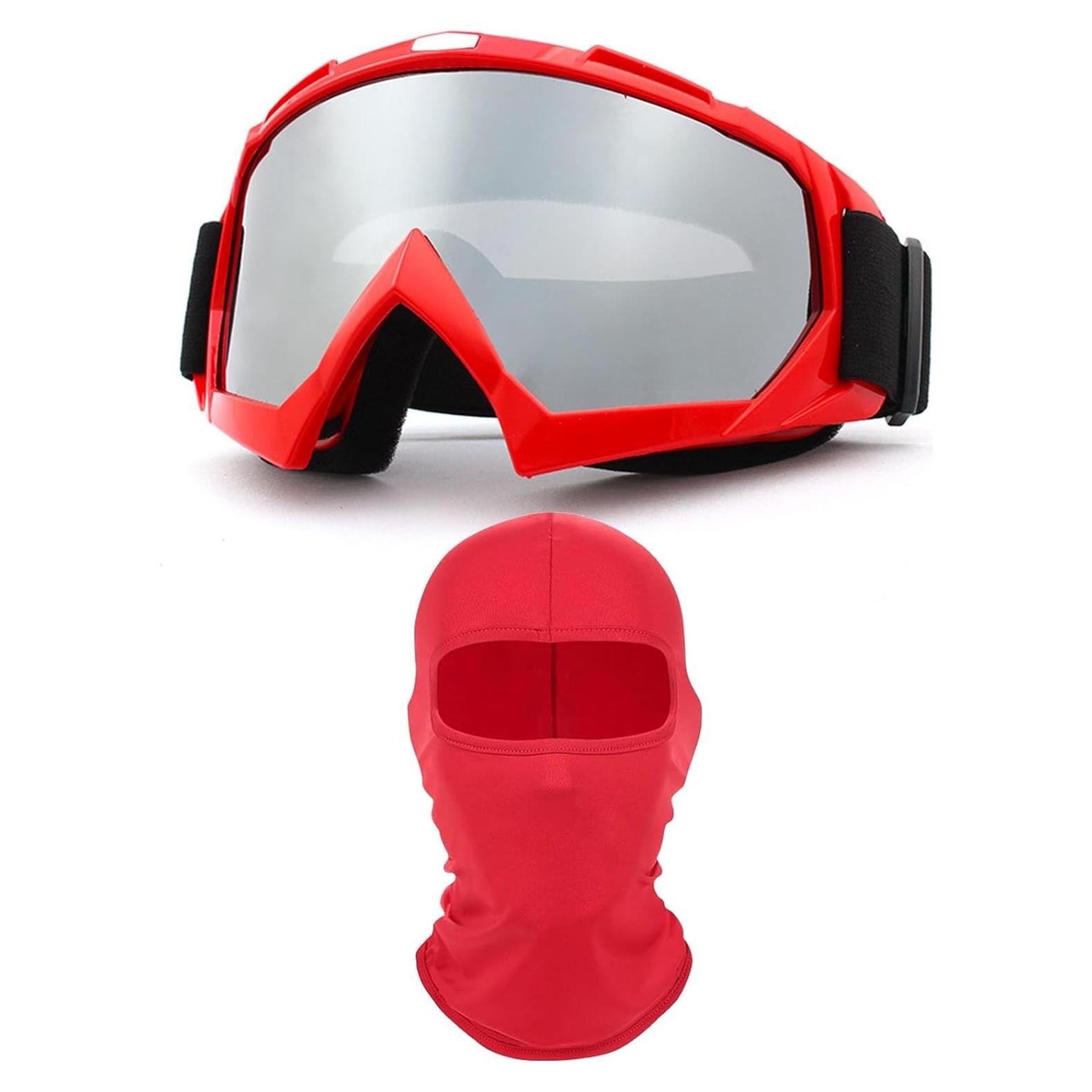 Gafas de Motocicleta Immoono con Balaclava, Lentes Plata