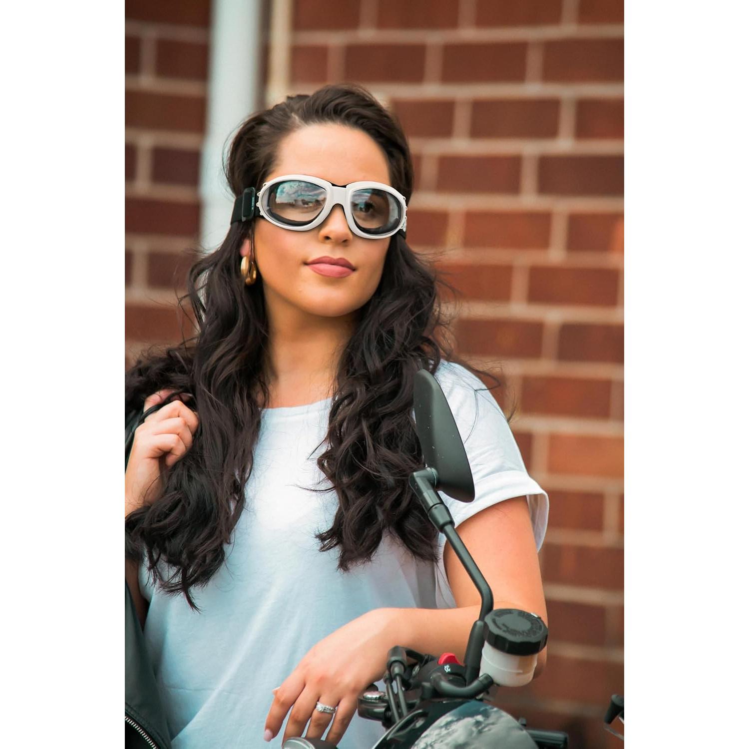 Gafas de Motocicleta Birdz Eyewear Eagle Marco Blanco Lente Clara