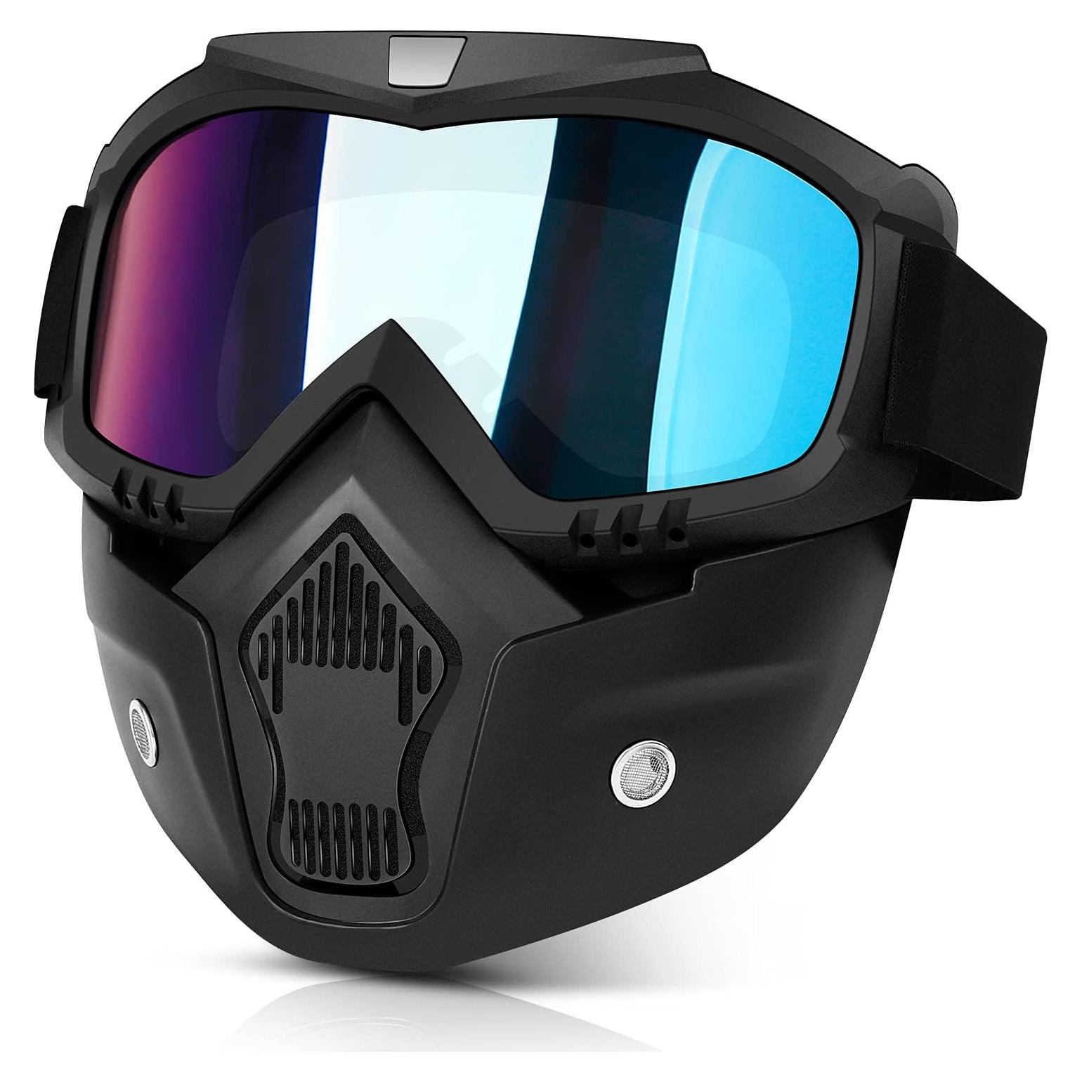 Gafas de Motocicleta BELINOUS con Máscara Facial Removible UV400