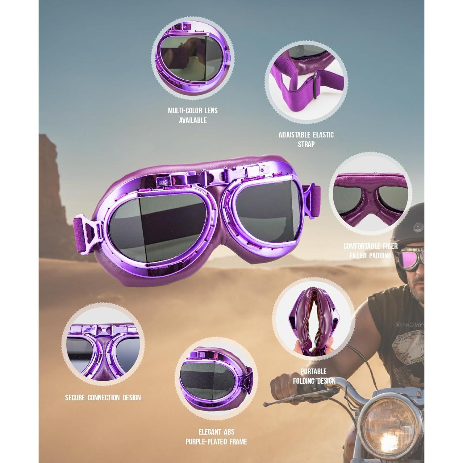 Gafas de piloto vintage CRG Sports T08 moradas UV 100%