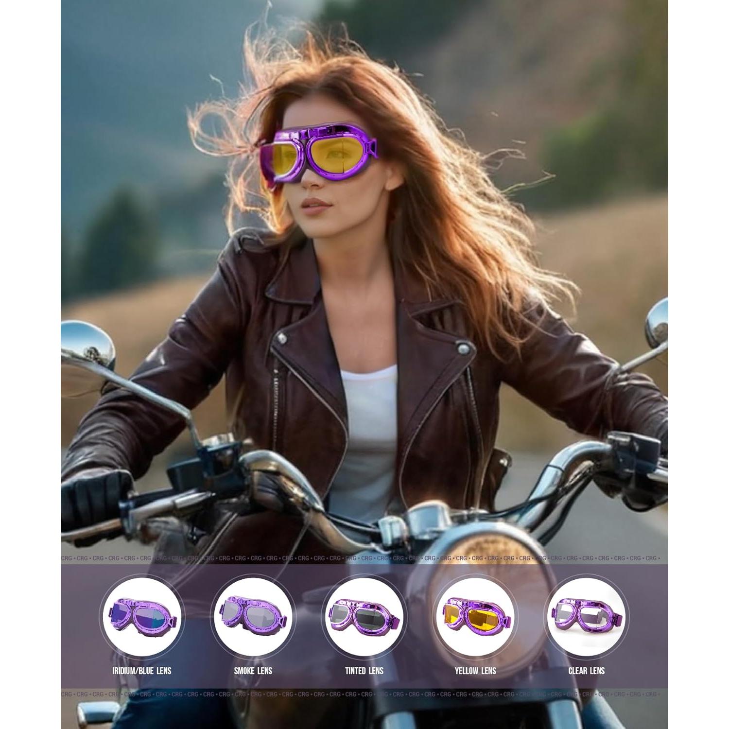 Gafas de piloto vintage CRG Sports T08 moradas UV 100%