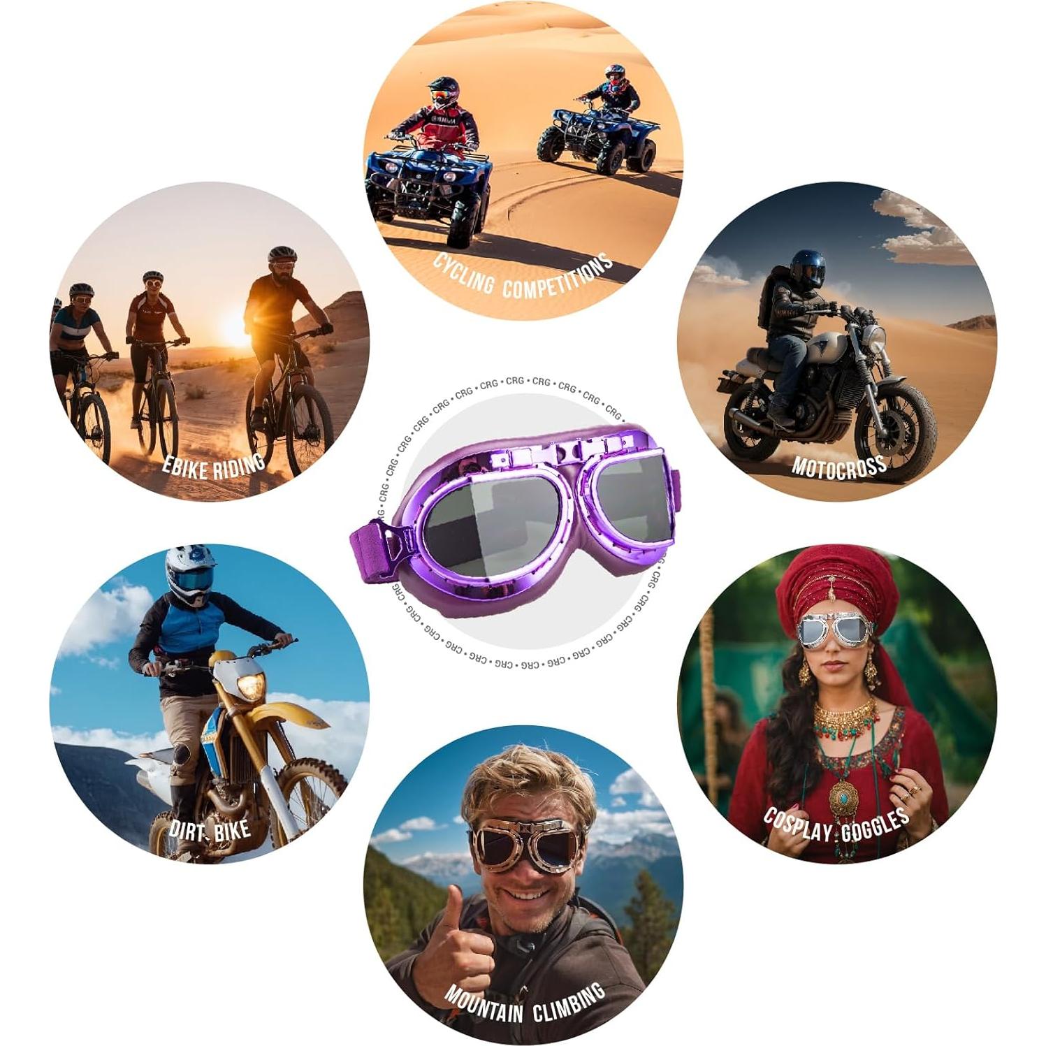 Gafas de piloto vintage CRG Sports T08 moradas UV 100%