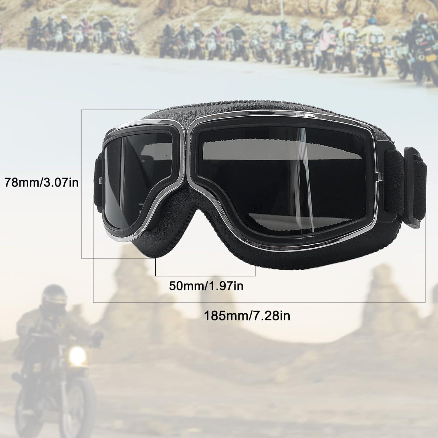 Gafas de Motocicleta USTORAMT Vintage Anti Niebla y Rayones