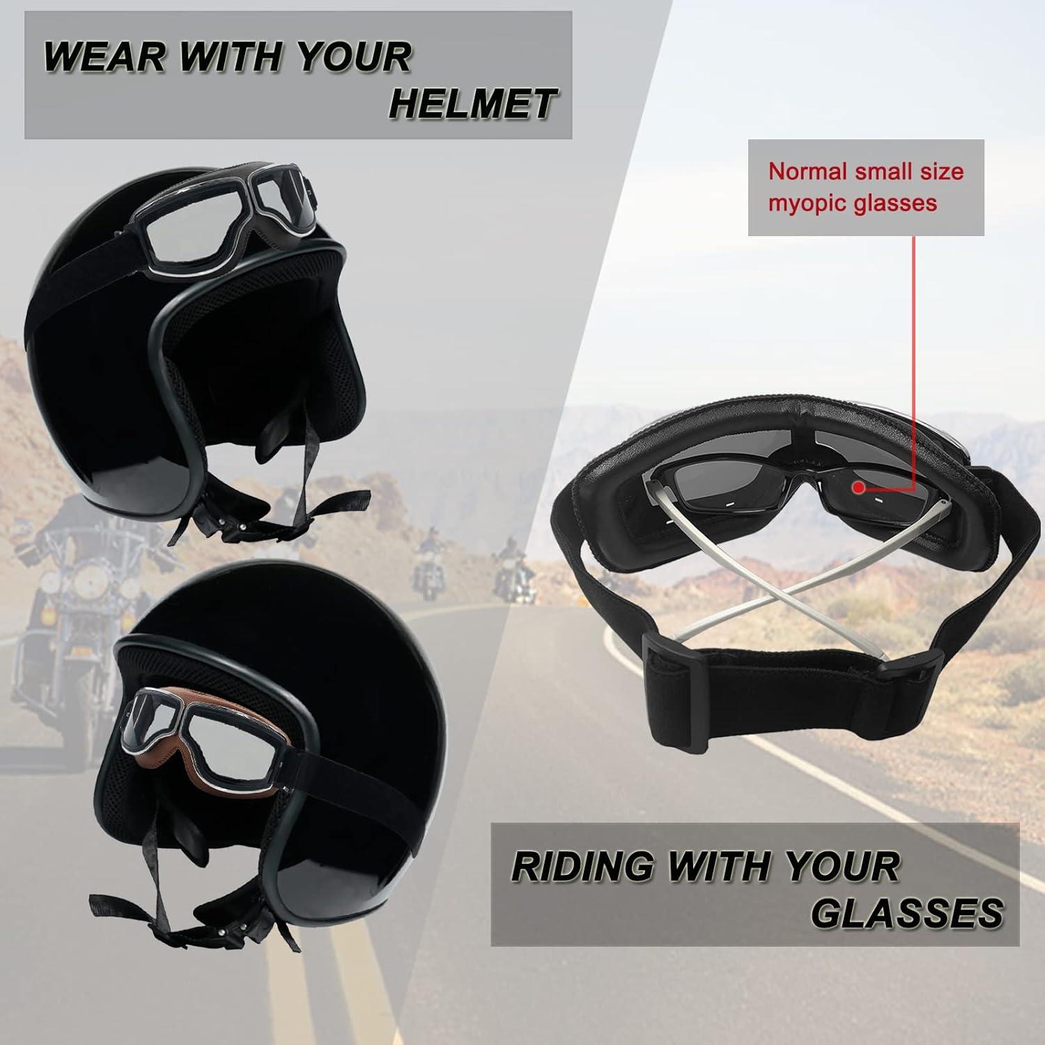 Gafas de Motocicleta USTORAMT Vintage Anti Niebla y Rayones