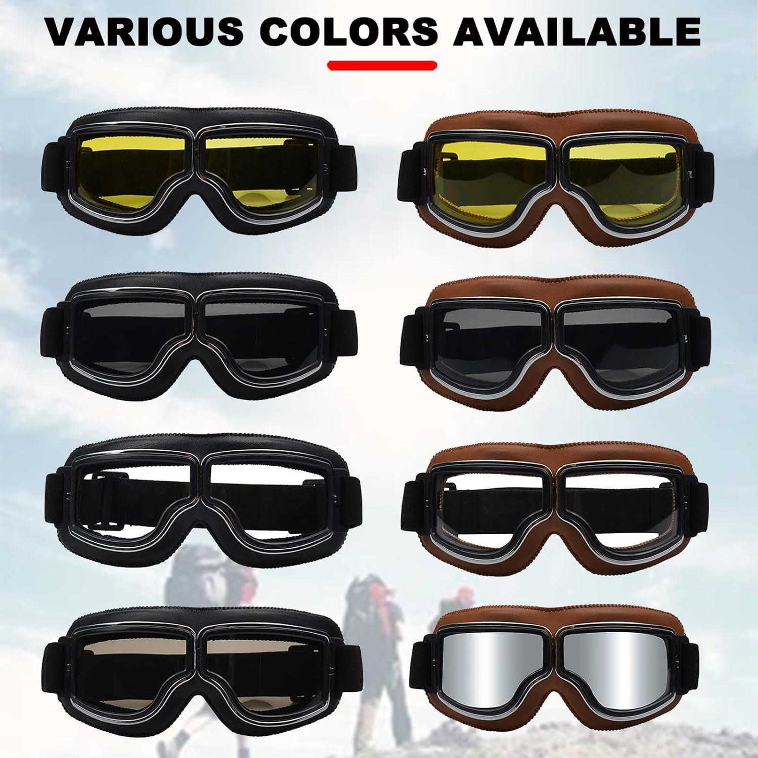 Gafas de Motocicleta USTORAMT Vintage Anti Niebla y Rayones