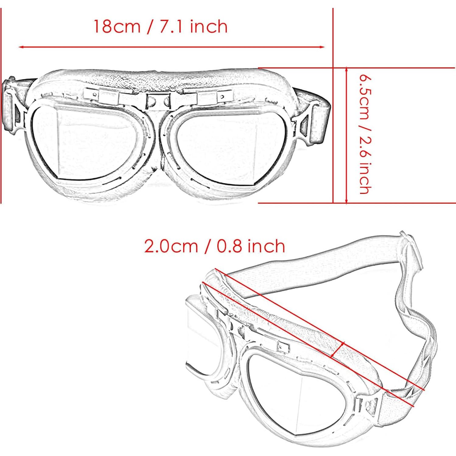 Gafas de Motocicleta 1Storm GK_T10 Vintage Plegables con Lente Clara