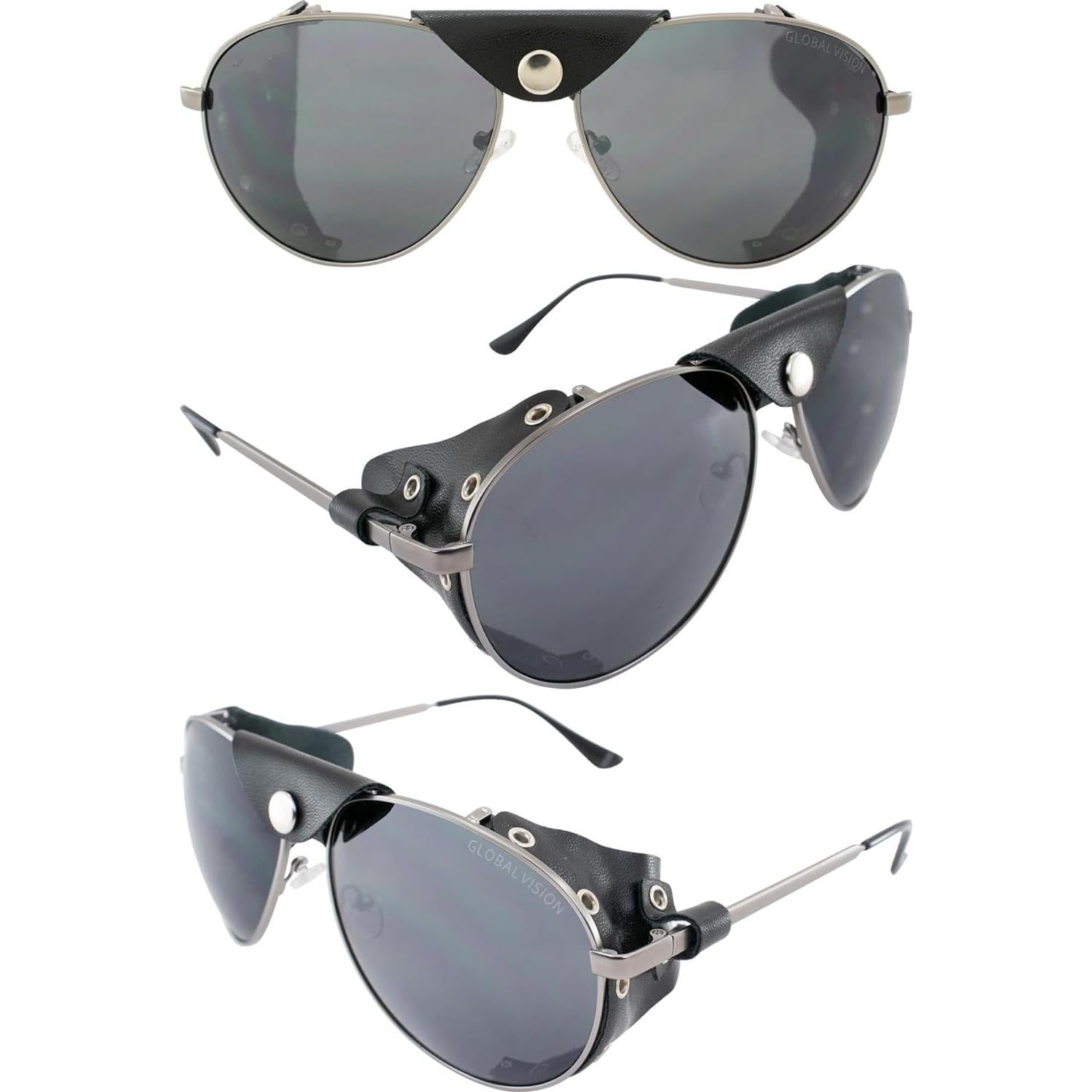 Gafas de sol para motocicleta Global Vision Aviator-3 con protectores de cuero