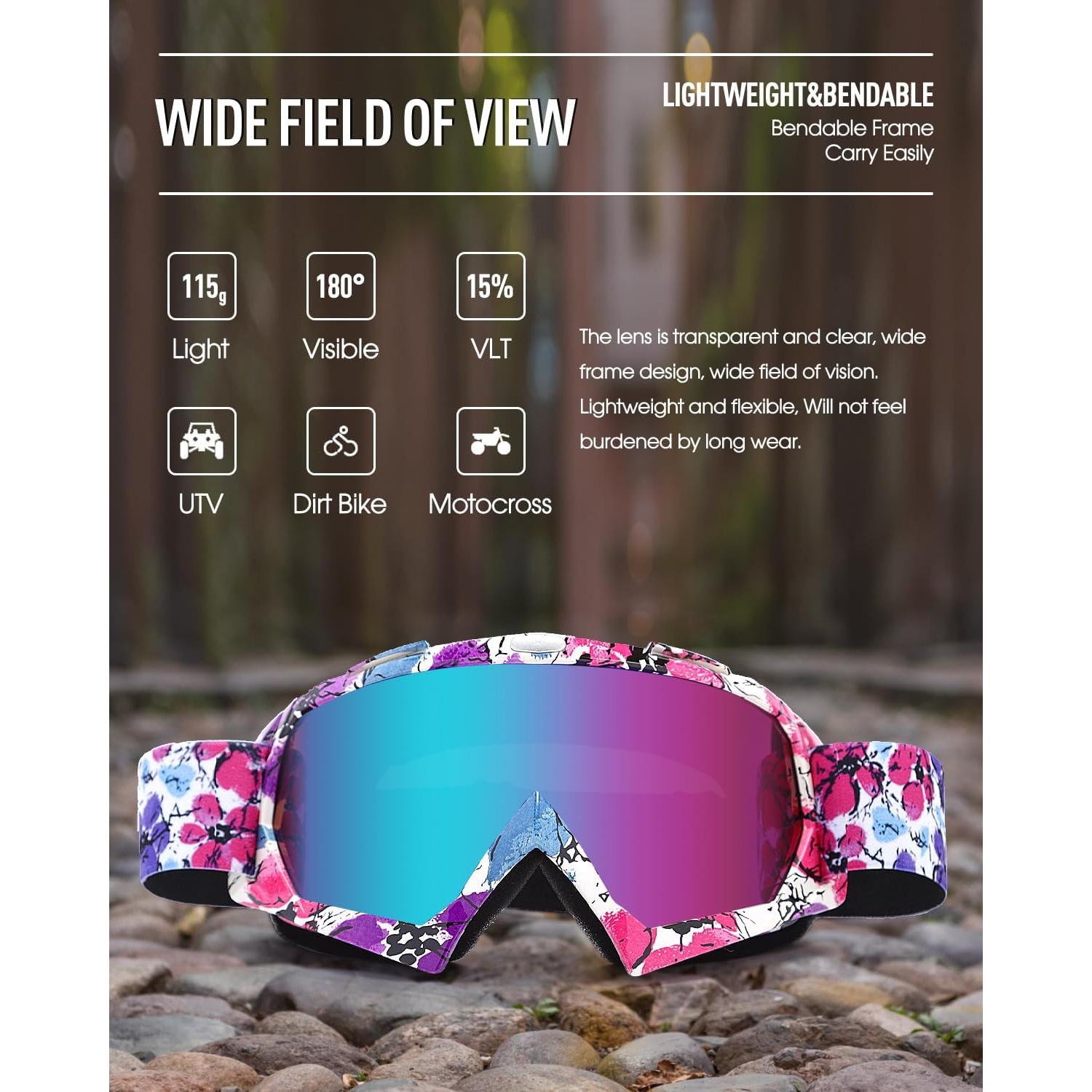 Gafas de Motocross Beyisi UV400 Rosa Púrpura Antideslizantes