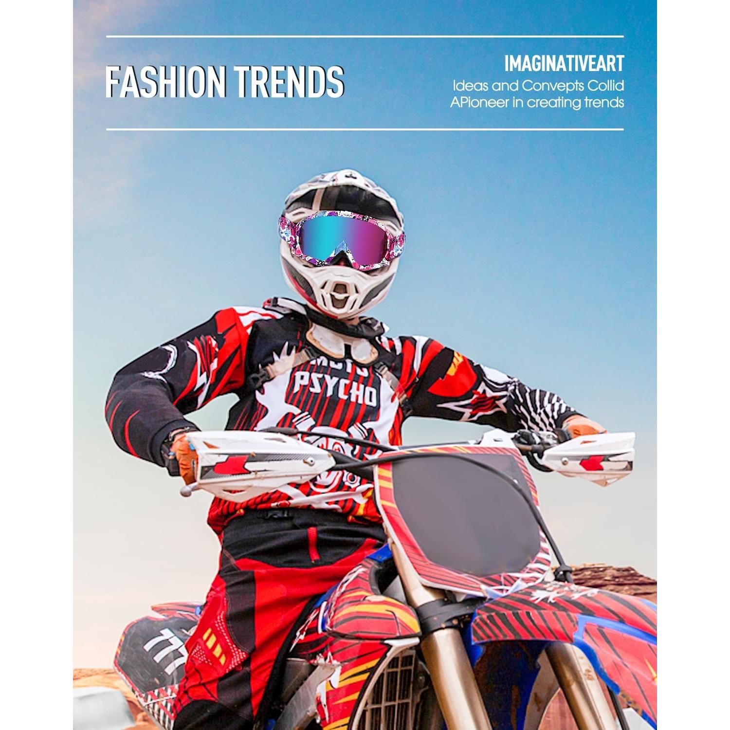 Gafas de Motocross Beyisi UV400 Rosa Púrpura Antideslizantes