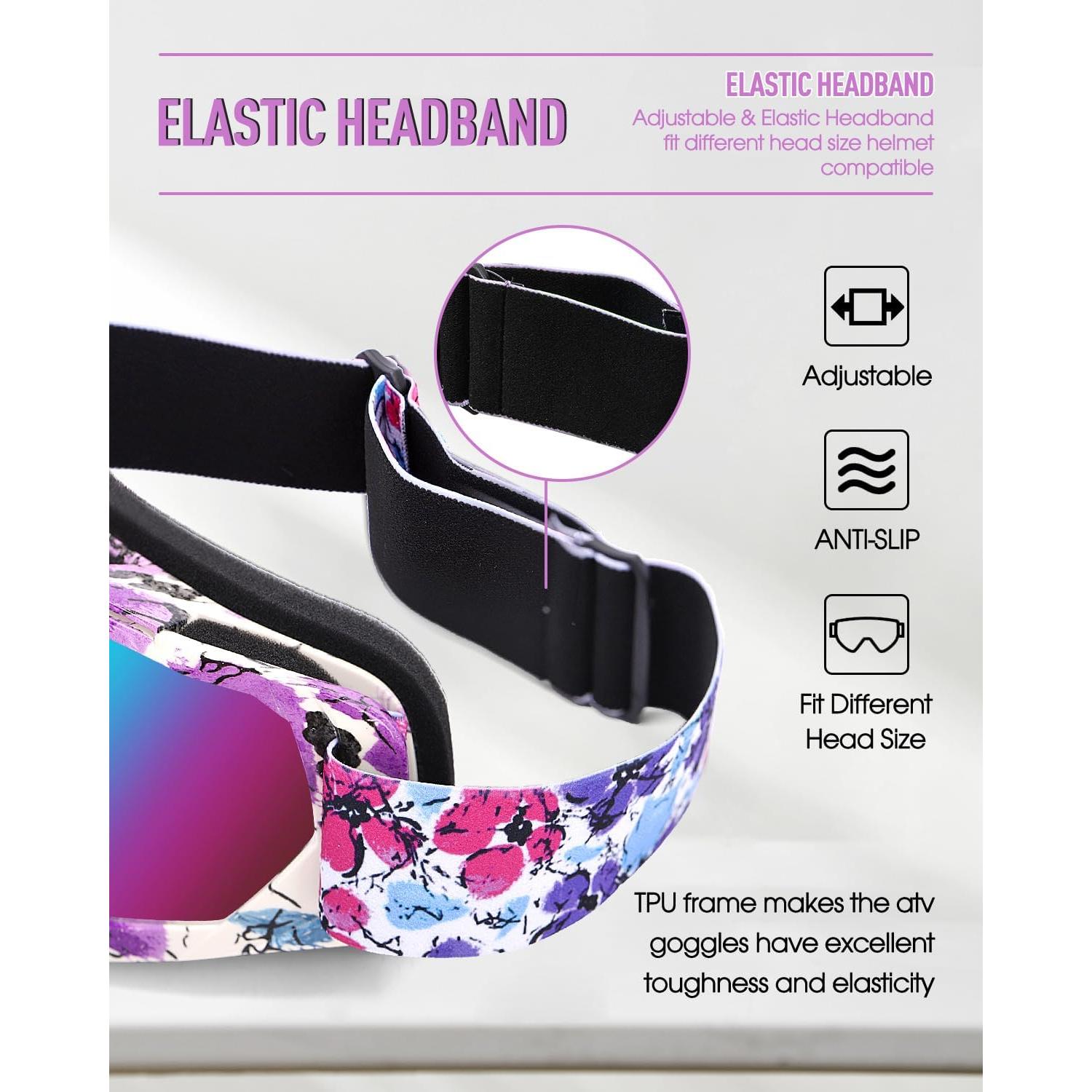 Gafas de Motocross Beyisi UV400 Rosa Púrpura Antideslizantes
