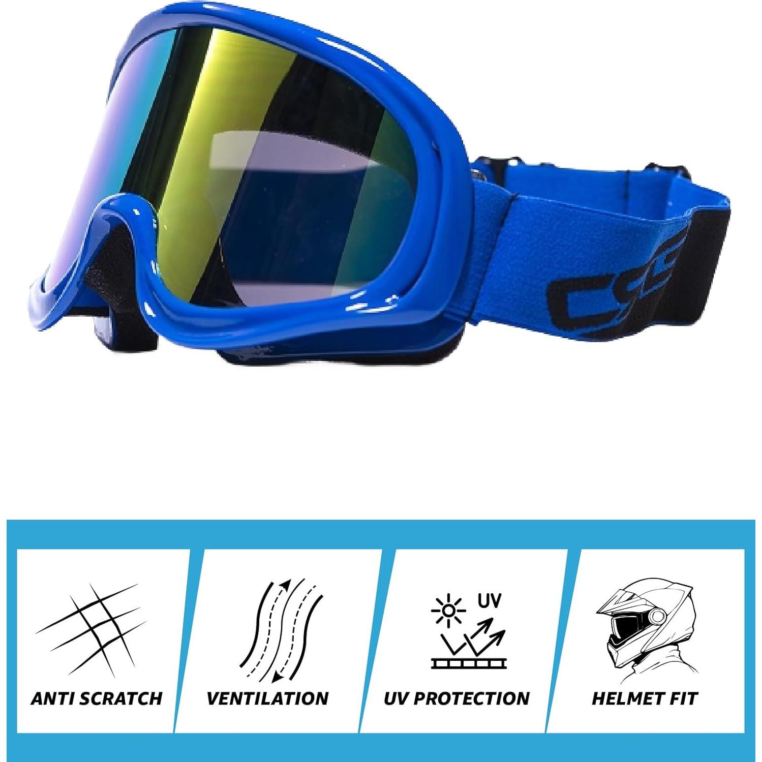 Gafas de Motociclismo CRG Sports ATV Anti-Niebla UV Ajustables