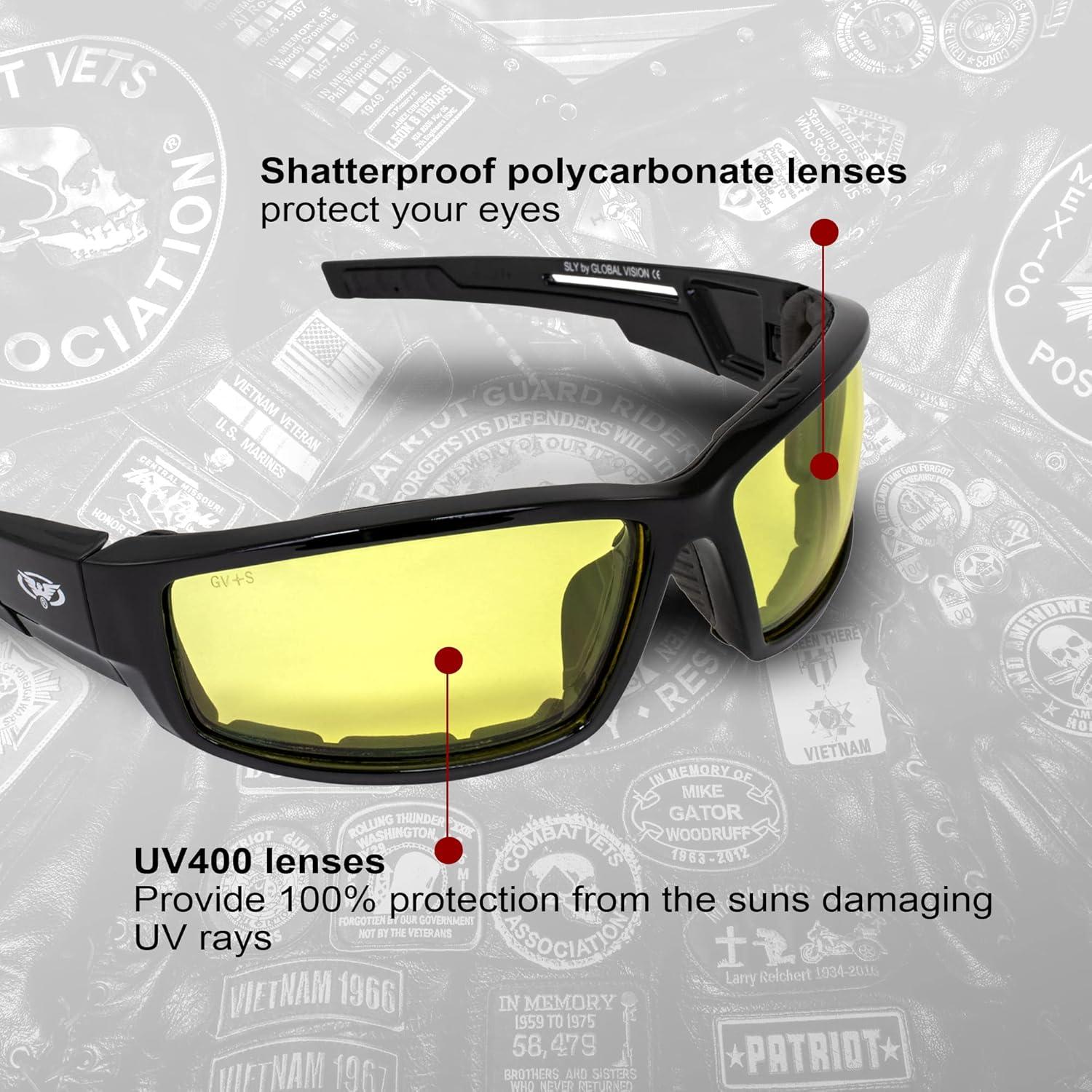 Gafas de sol acolchadas Sly Global Vision para motociclistas
