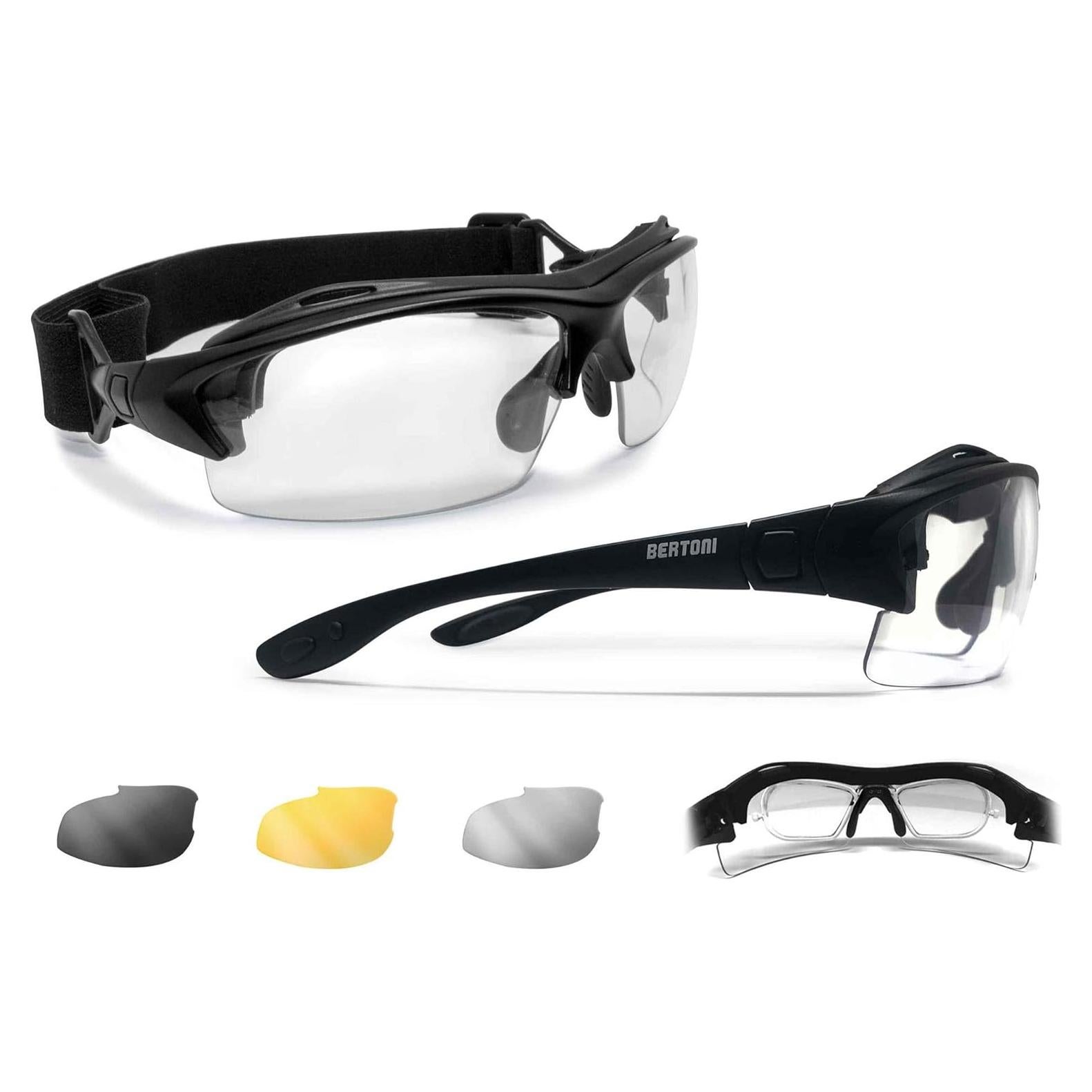 Gafas de sol deportivas Bertoni con clip óptico y 3 lentes