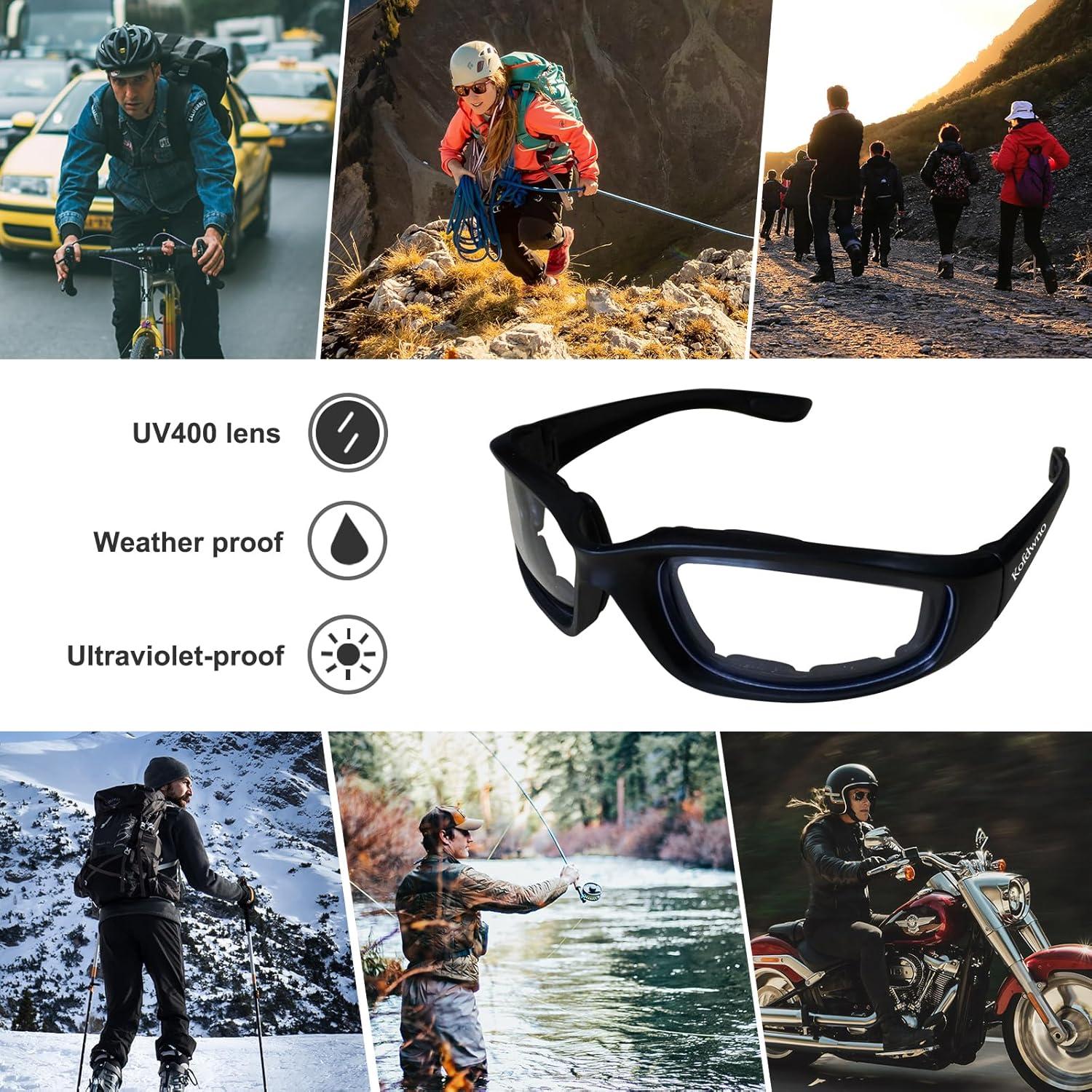 3 Pares de Gafas de Motocicleta UV Anti-Viento y Polvo