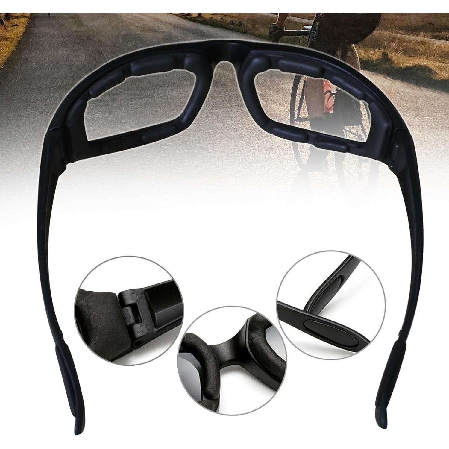 3 Pares de Gafas de Motocicleta UV Anti-Viento y Polvo