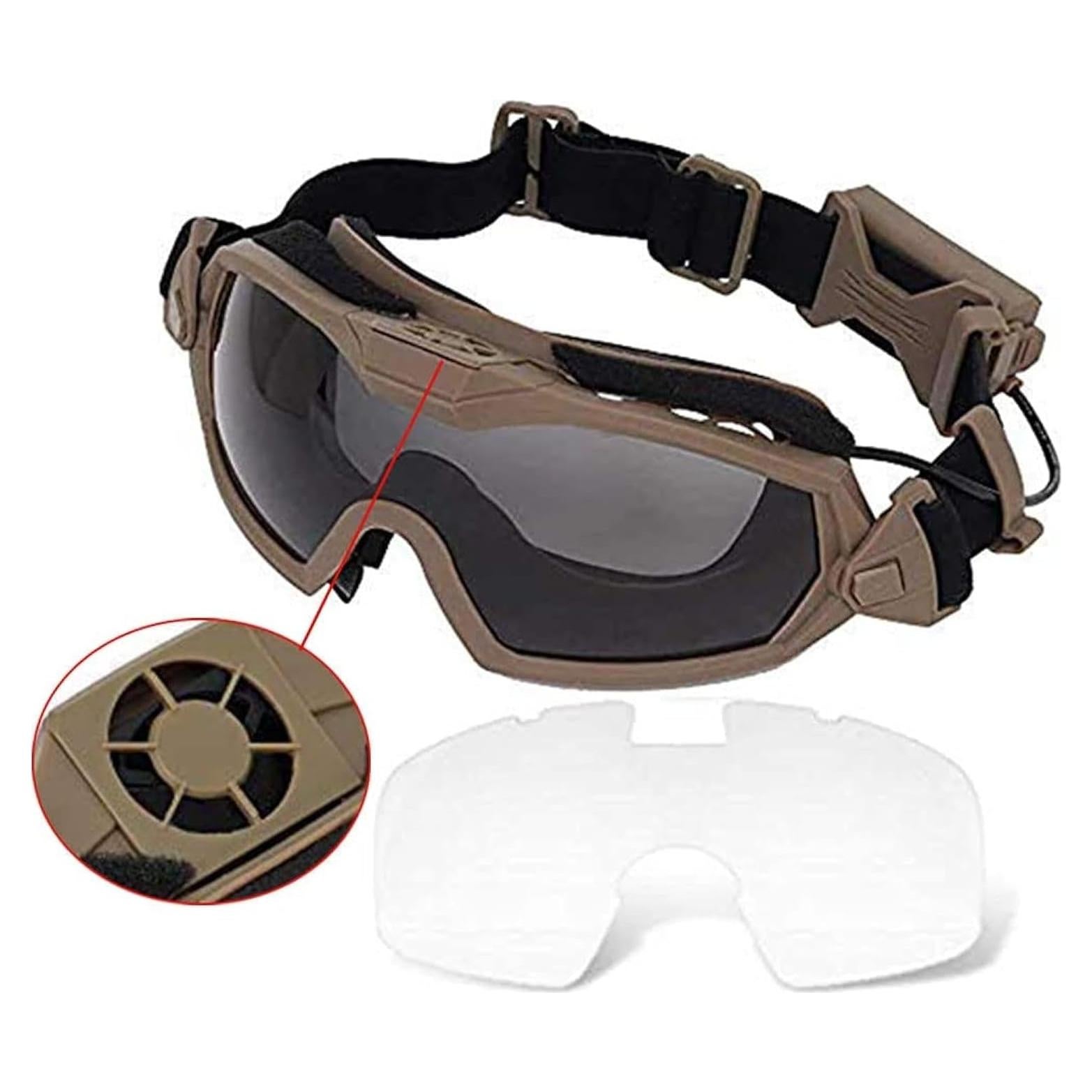 Gafas de Airsoft H World Shopping con Ventilador y Lentes Intercambiables