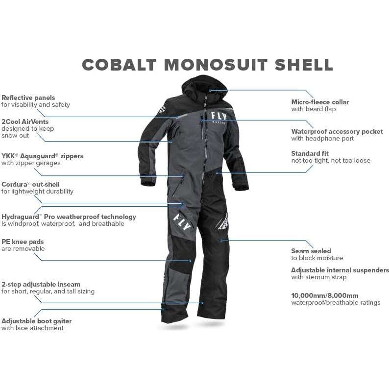 Mono Cobalt Shell Fly Racing 2023 Negro/Gris Pequeño