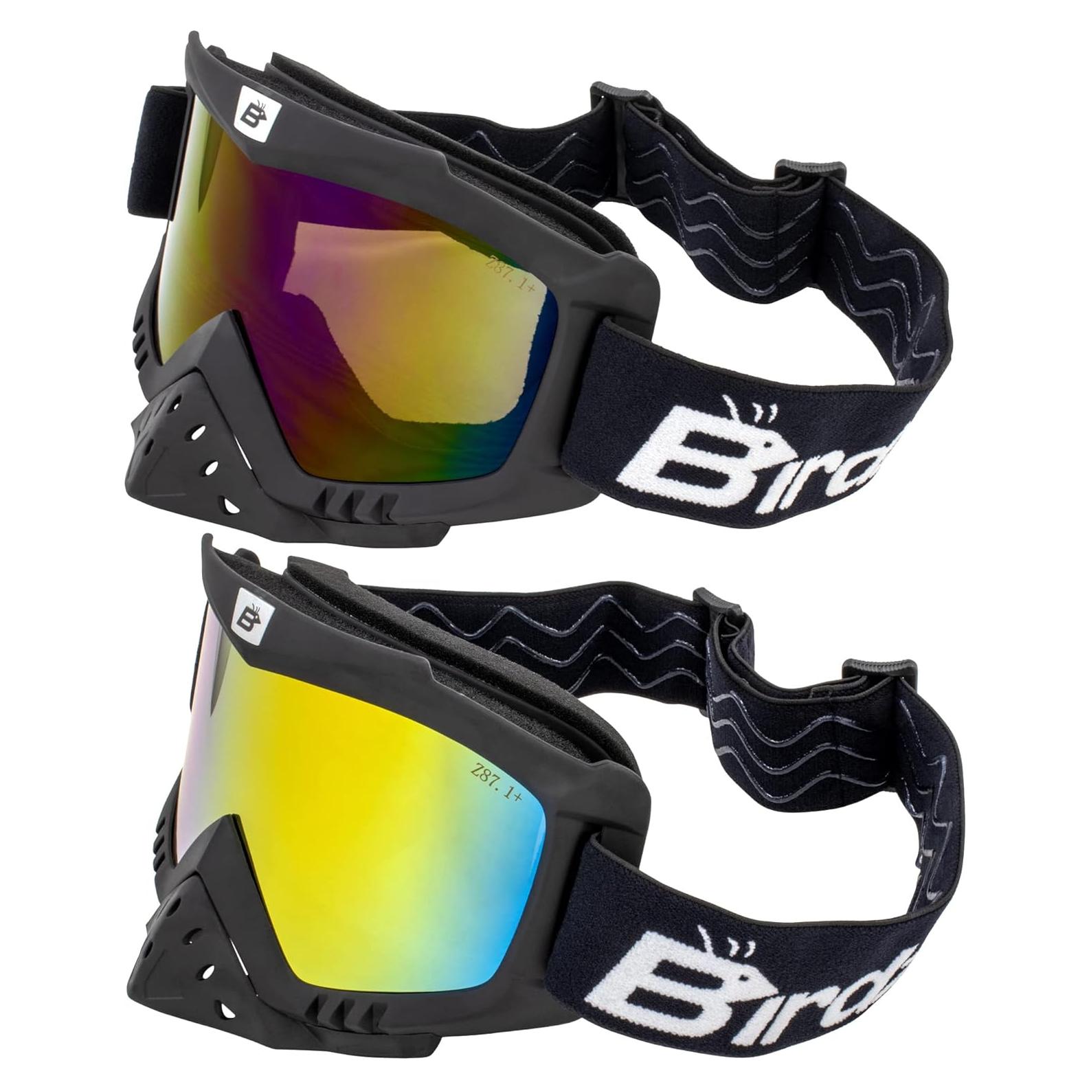 Gafas de motociclismo Birdz Tucán con lentes espejo rojas y azules