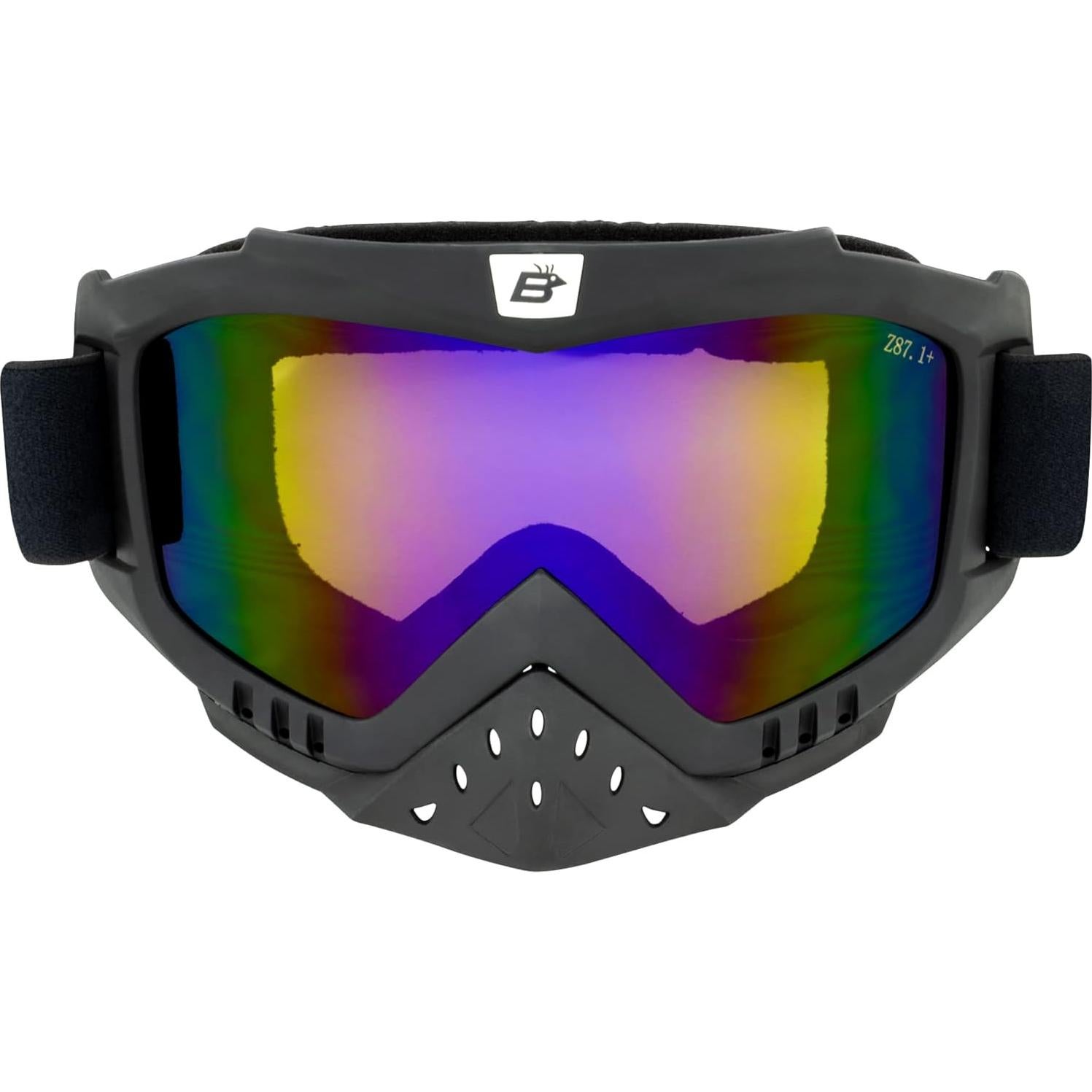 Gafas de motociclismo Birdz Tucán con lentes espejo rojas y azules