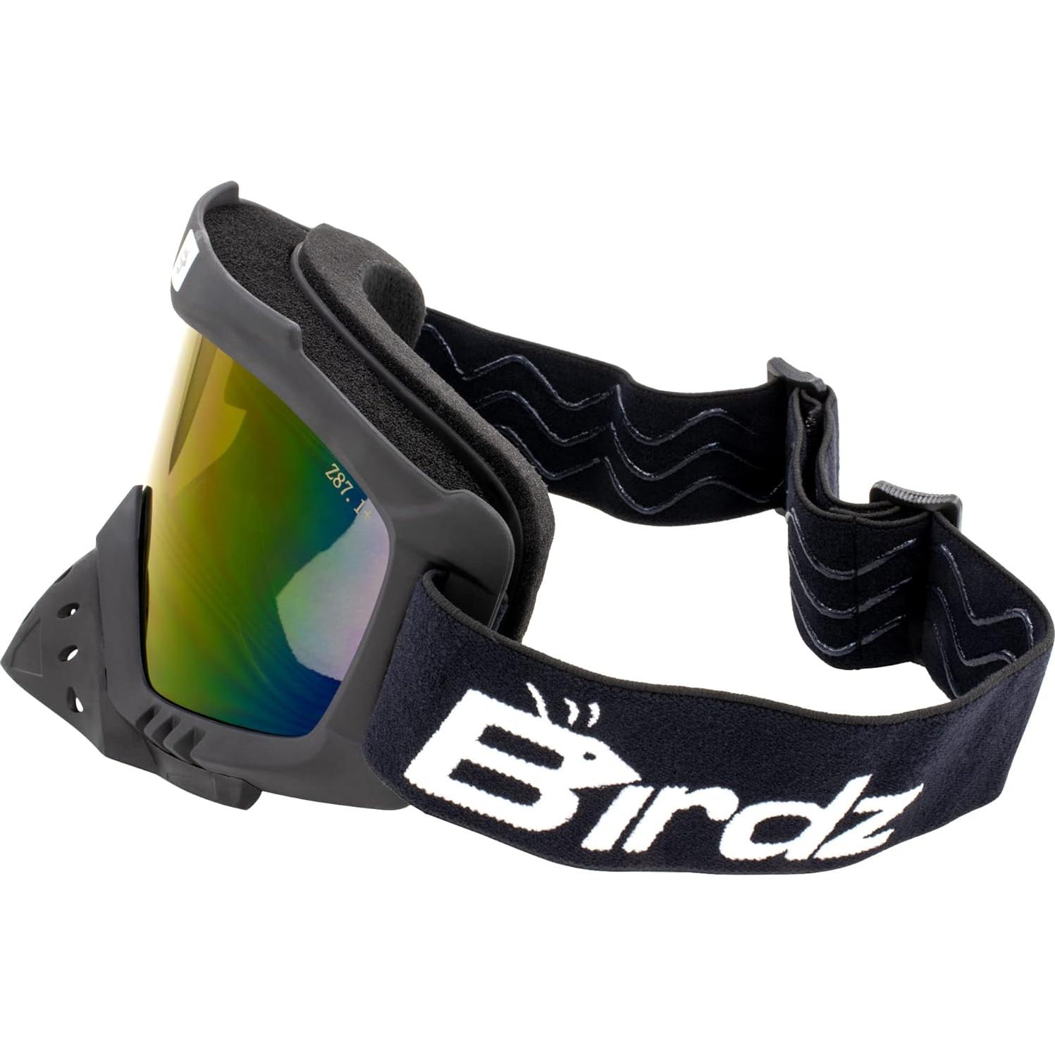 Gafas de motociclismo Birdz Tucán con lentes espejo rojas y azules