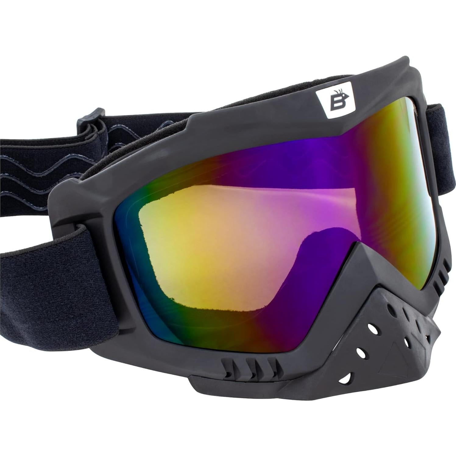 Gafas de motociclismo Birdz Tucán con lentes espejo rojas y azules