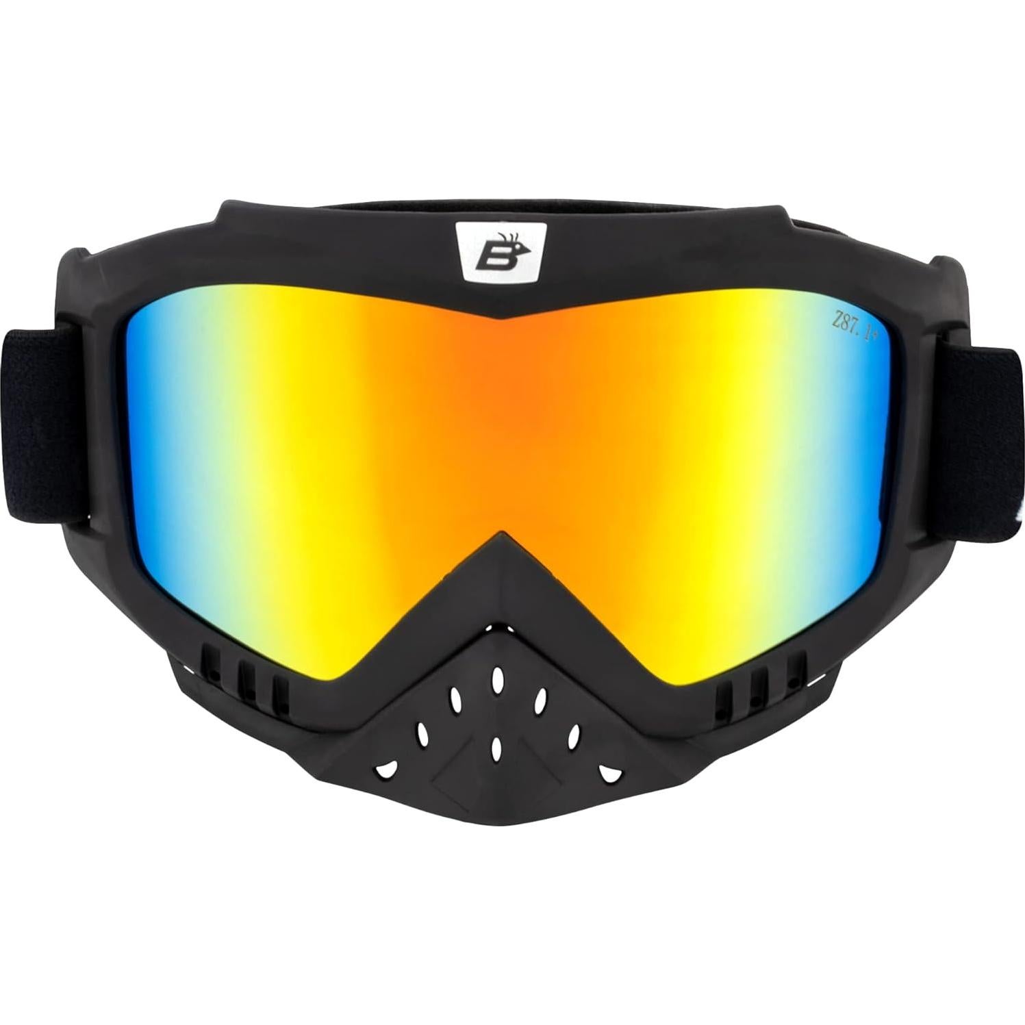 Gafas de motociclismo Birdz Tucán con lentes espejo rojas y azules