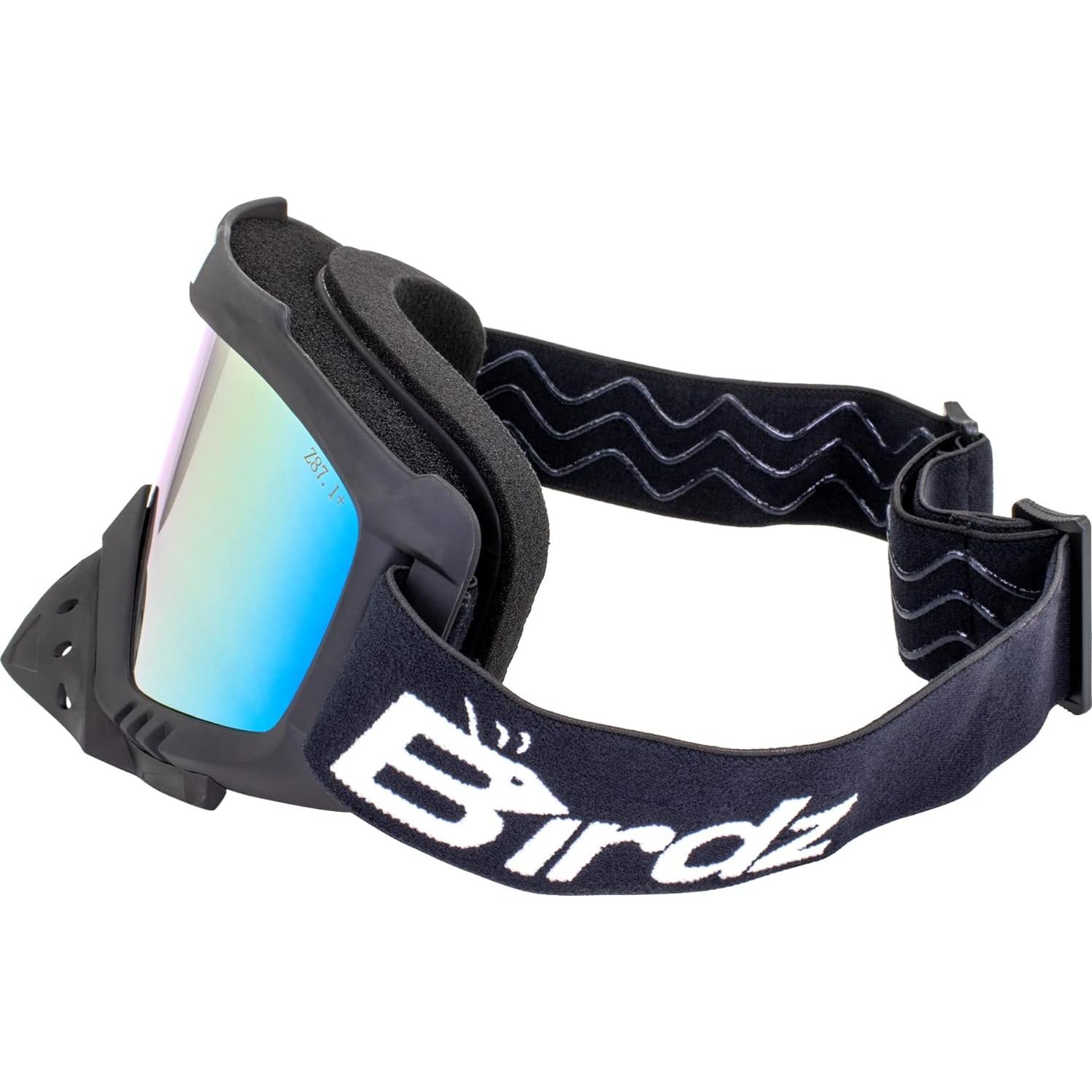 Gafas de motociclismo Birdz Tucán con lentes espejo rojas y azules