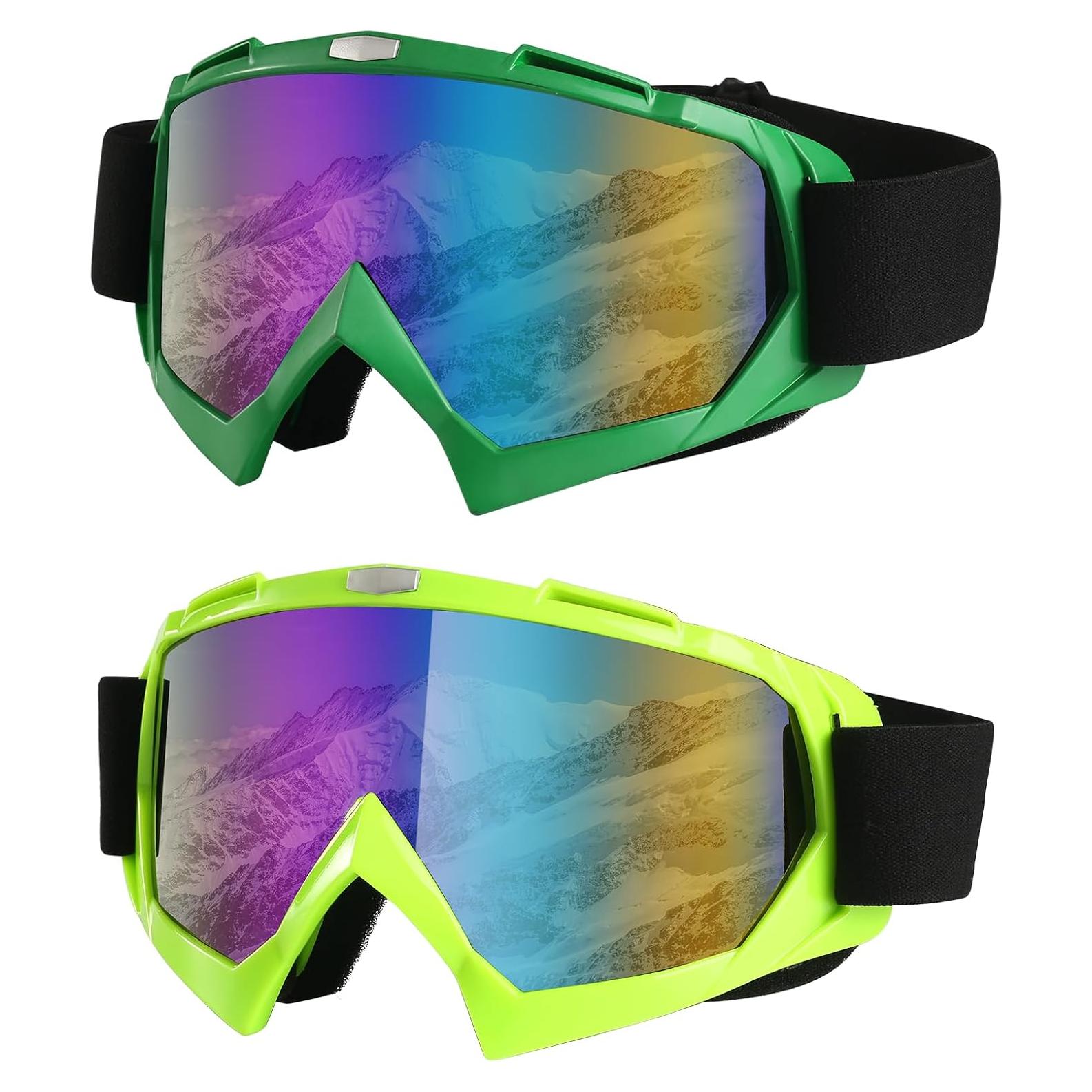 Gafas de Esquí Anti-Vaho UV400 - Paquete de 2 Unisex Verde Amarillo