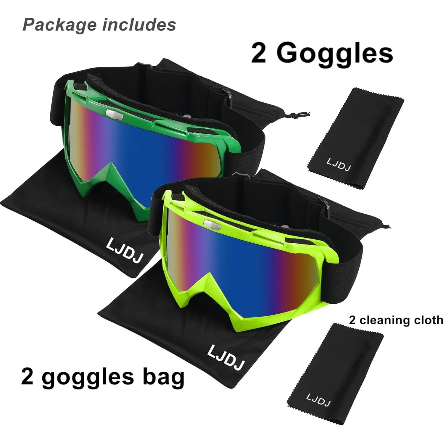 Gafas de Esquí Anti-Vaho UV400 - Paquete de 2 Unisex Verde Amarillo