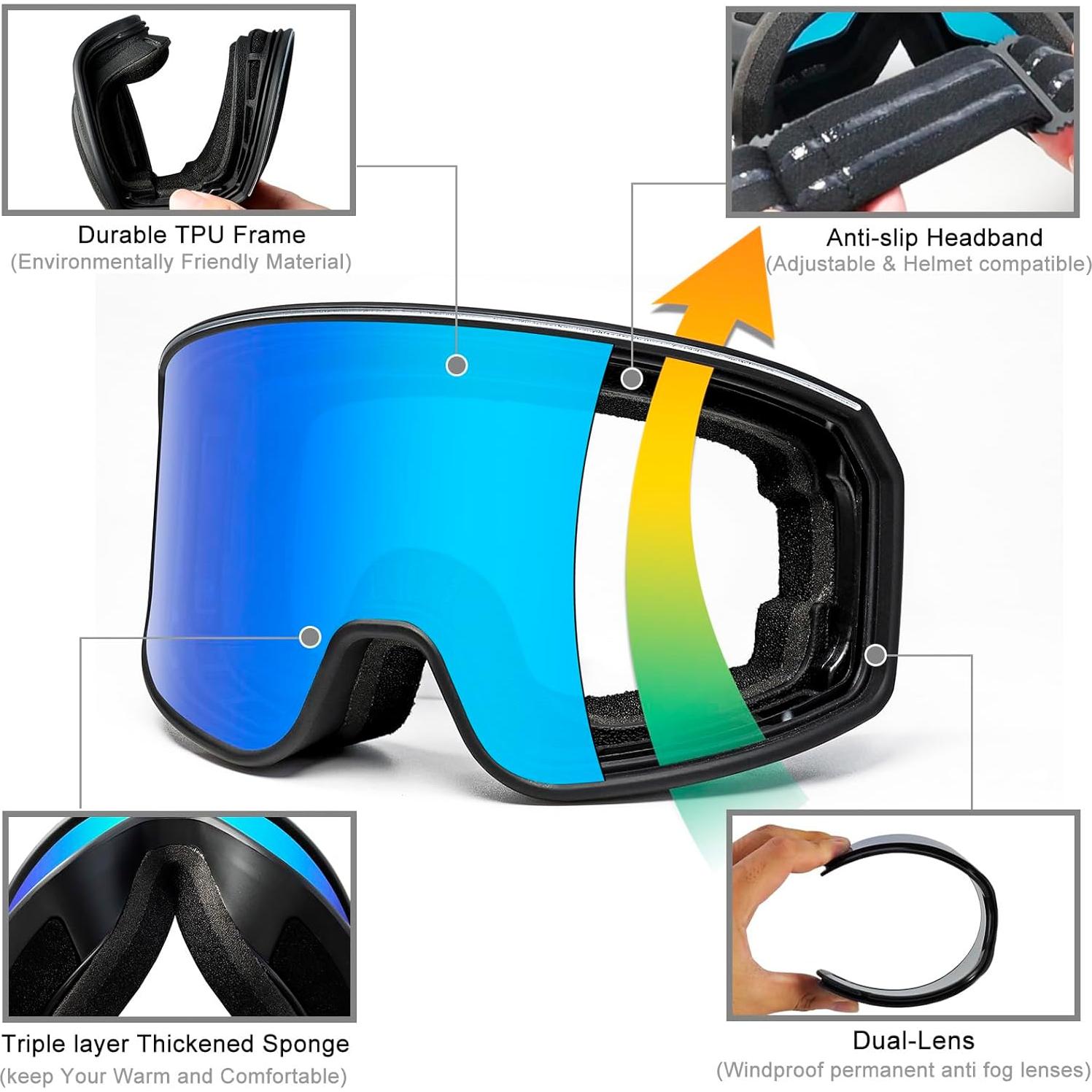 Gafas de Esquí Doble Lente SPOSUNE UV400 Antivaho Unisex