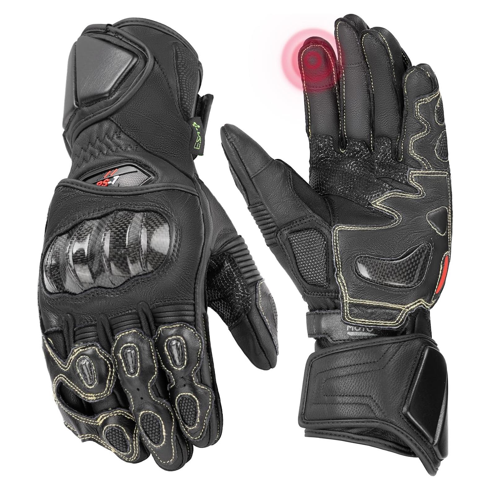 Guantes de Motocicleta KEMIMOTO de Cuero con Protección Carbono