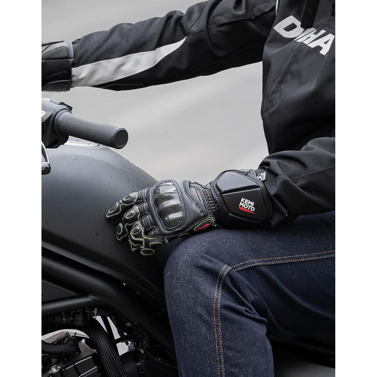Guantes de Motocicleta KEMIMOTO de Cuero con Protección Carbono