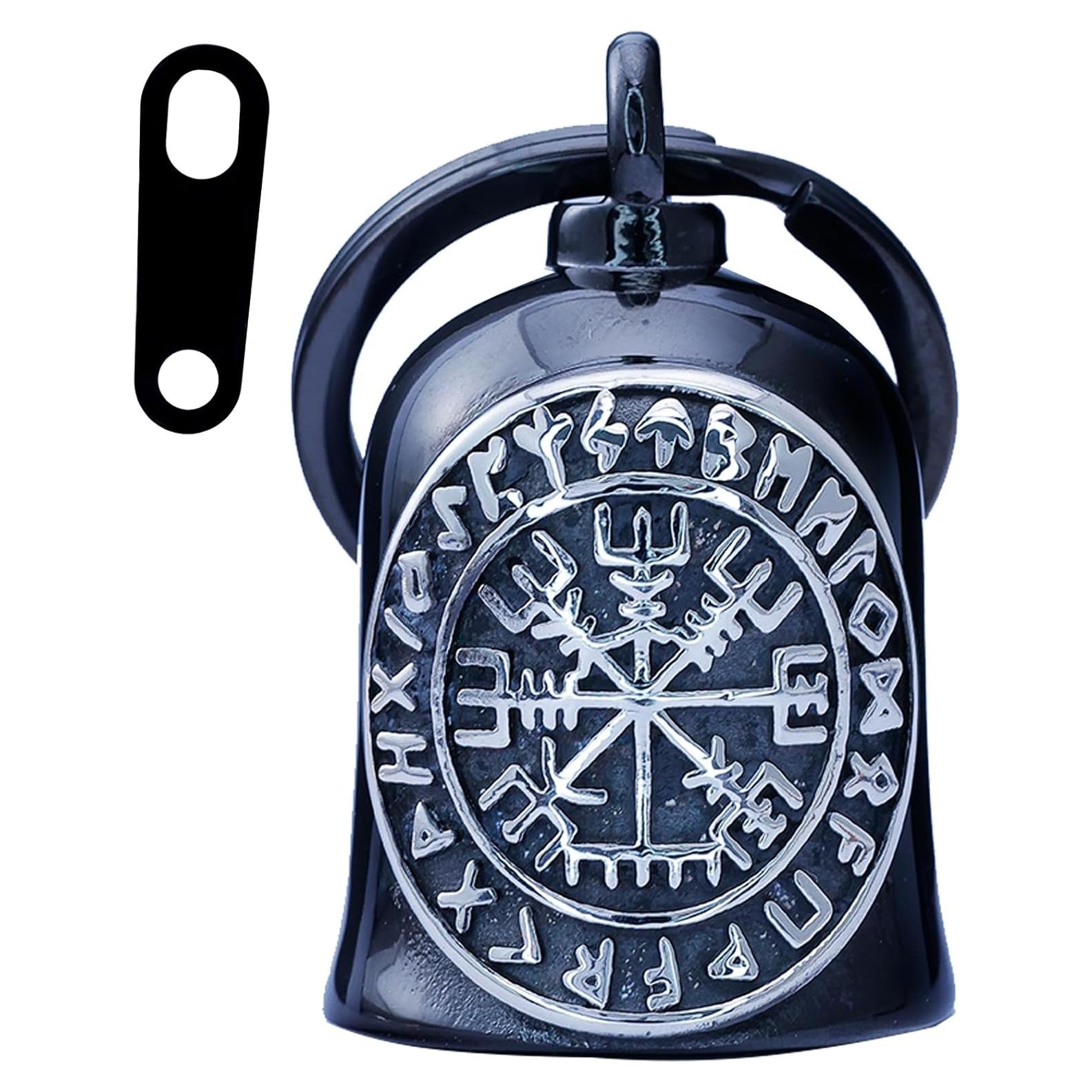 Campana Vikinga de Motocicleta AilRabbit - Acero Inoxidable Negro Plateado